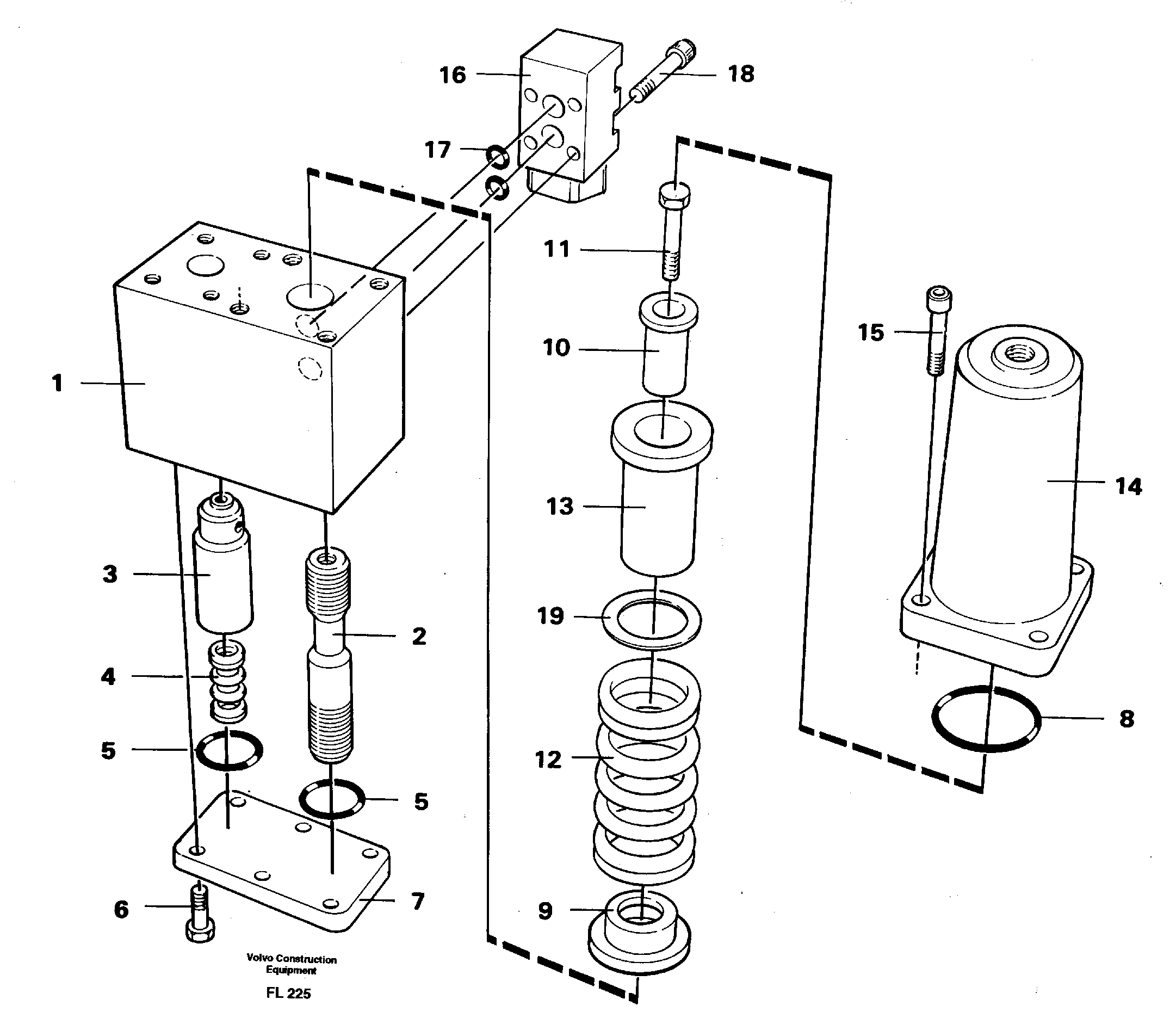 Hose rupture valve, boom cylinder  14263685, 14264163, 14264164 — volvo parts diagram