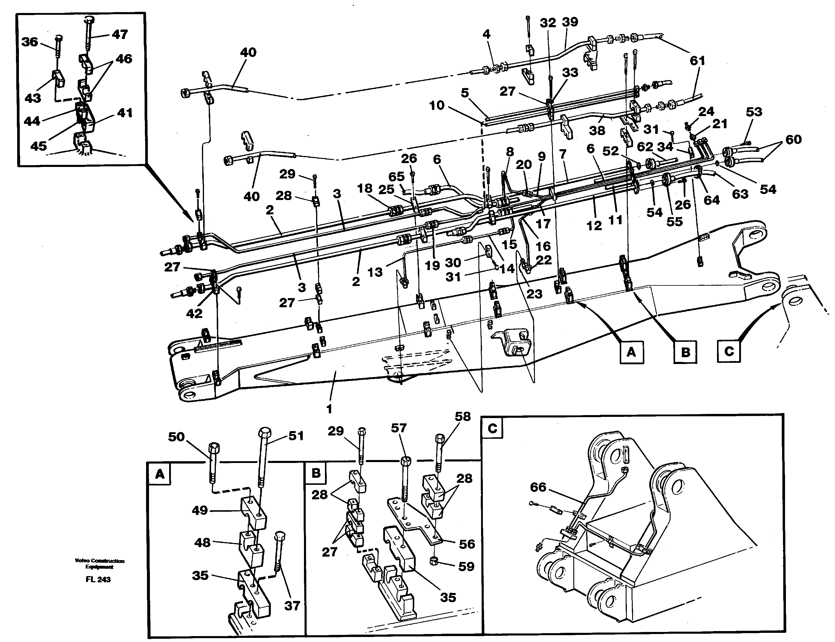 Tubes, assembly, handling boom 7.0m  14264164 — volvo parts diagram