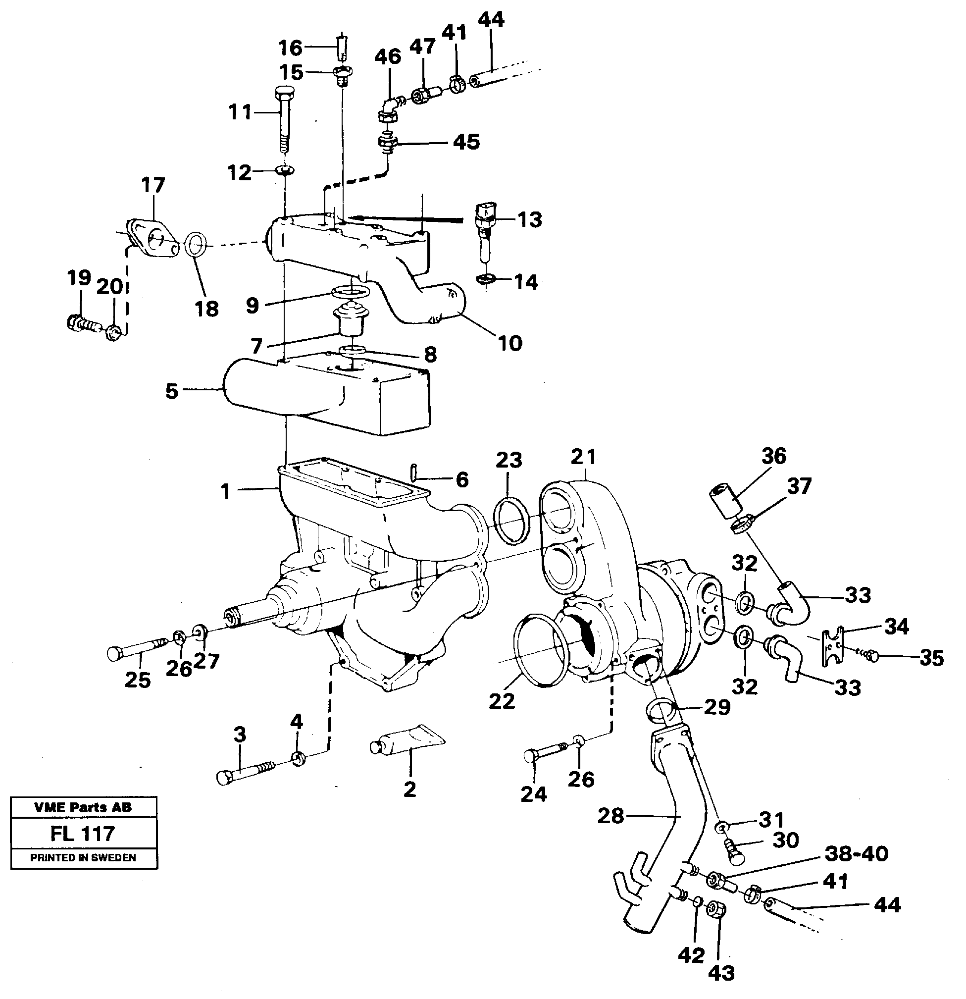 Thermostat housing — volvo parts diagram