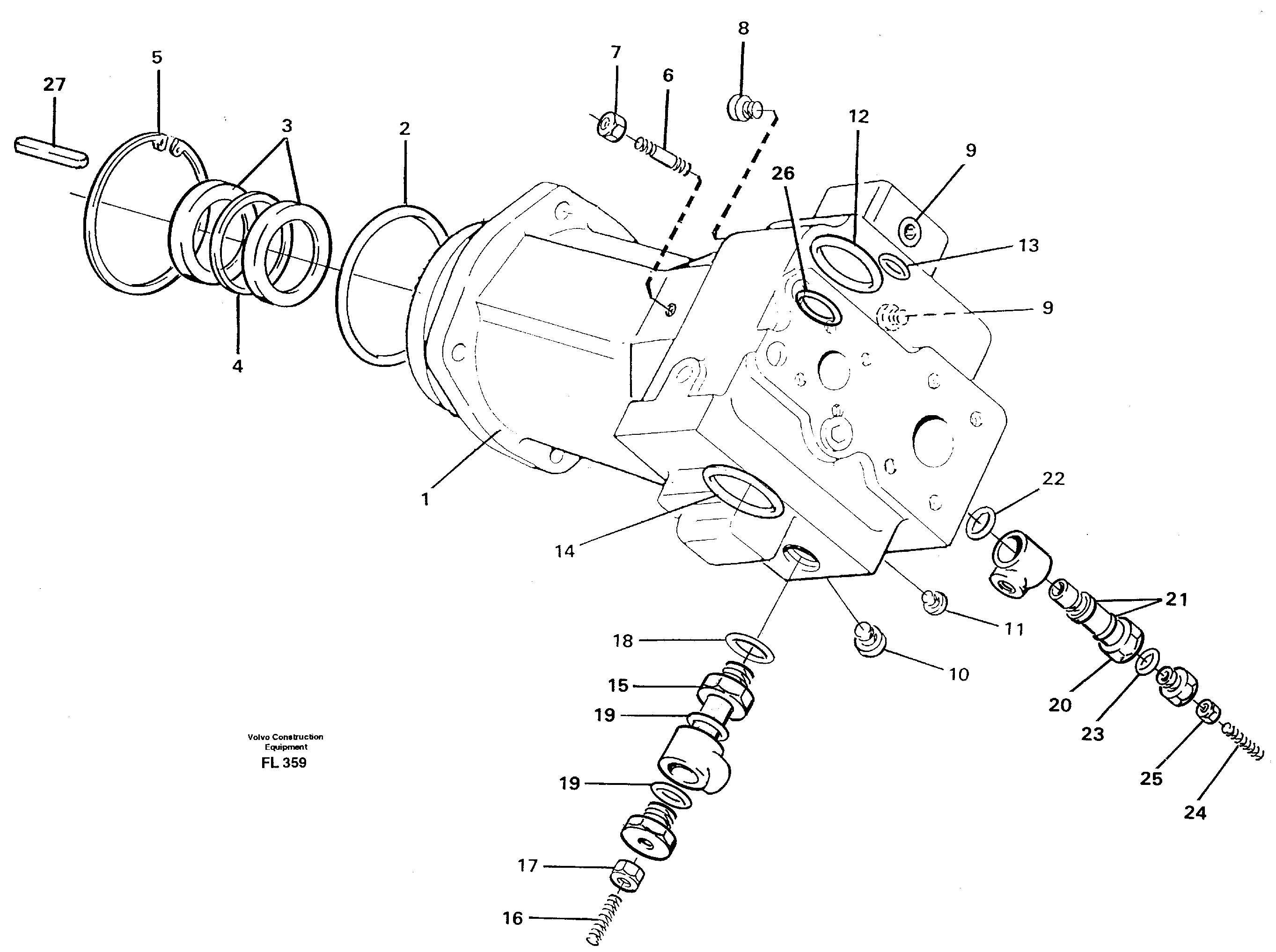 Hydraulic pump  P2, P3 — volvo parts diagram
