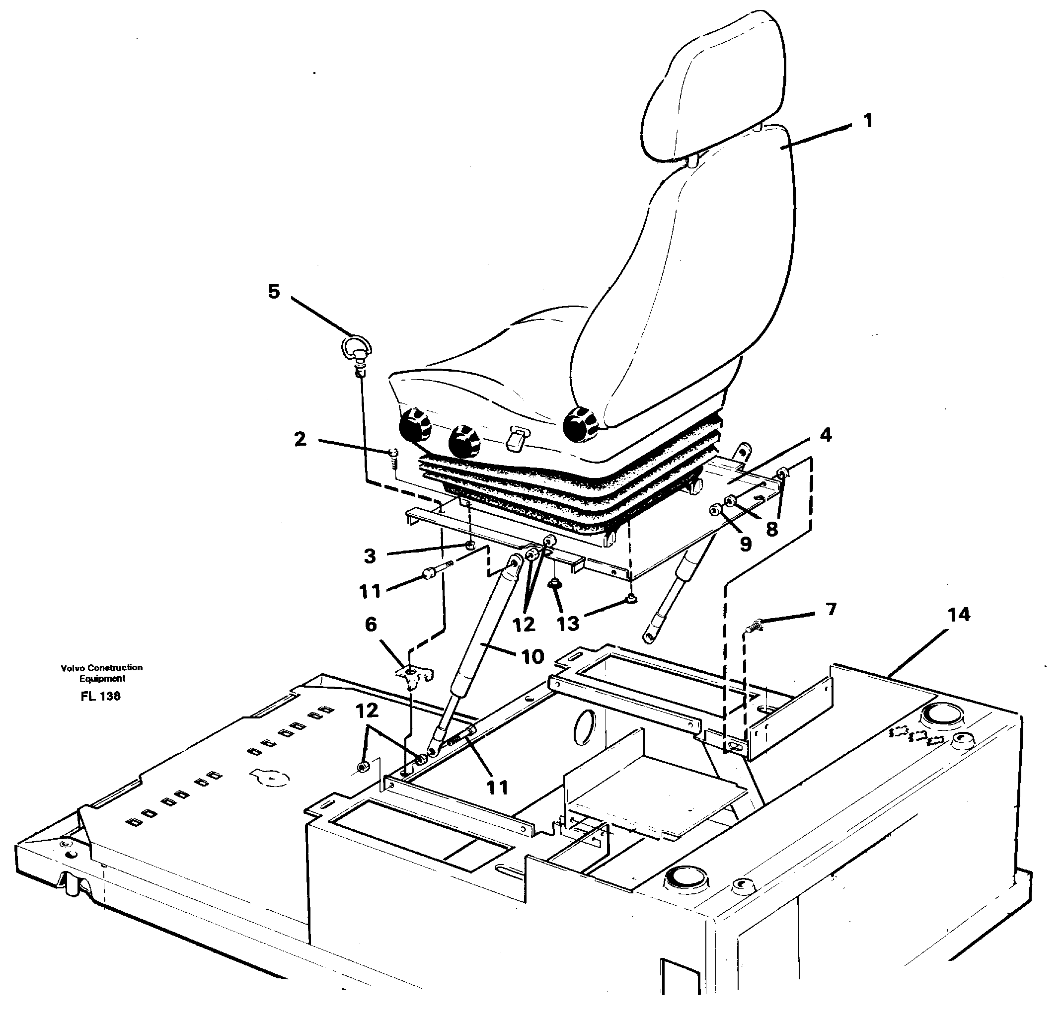 Operator seat with fitting parts — volvo parts diagram