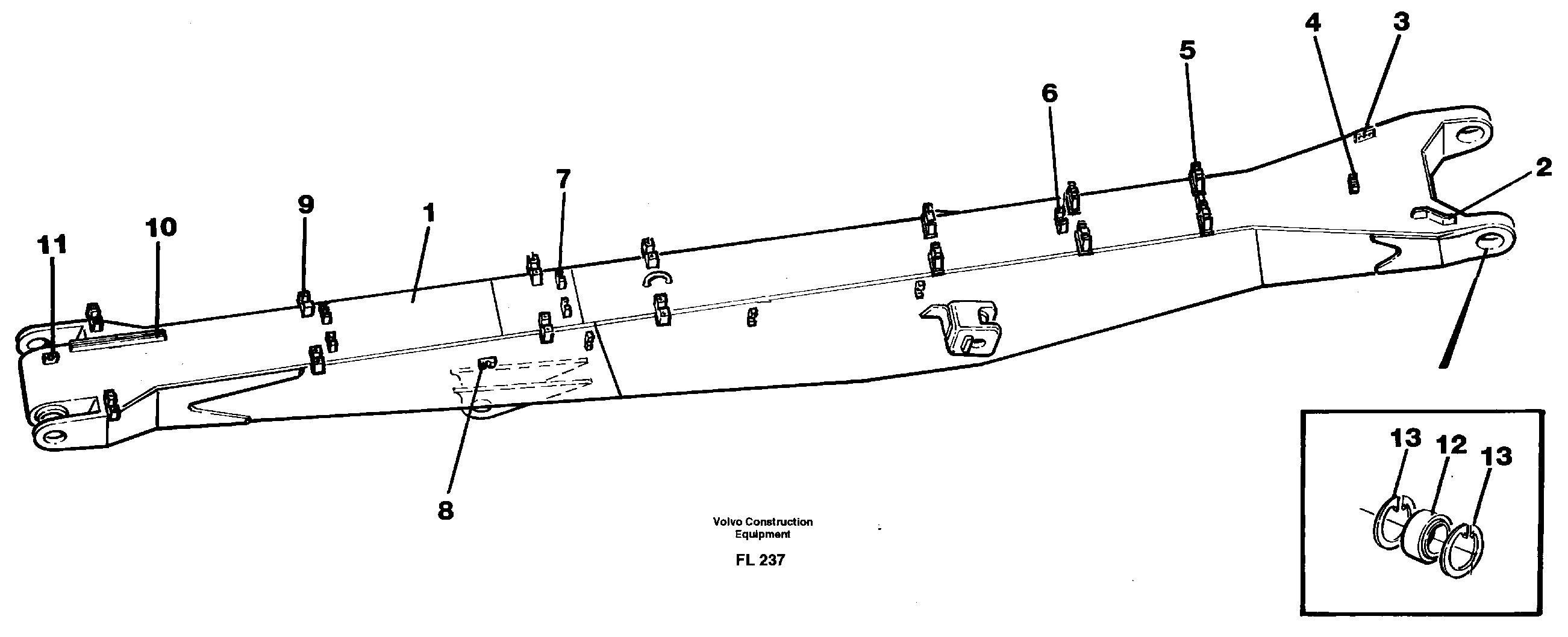 Material handling boom 8.6m  14264163 — volvo parts diagram