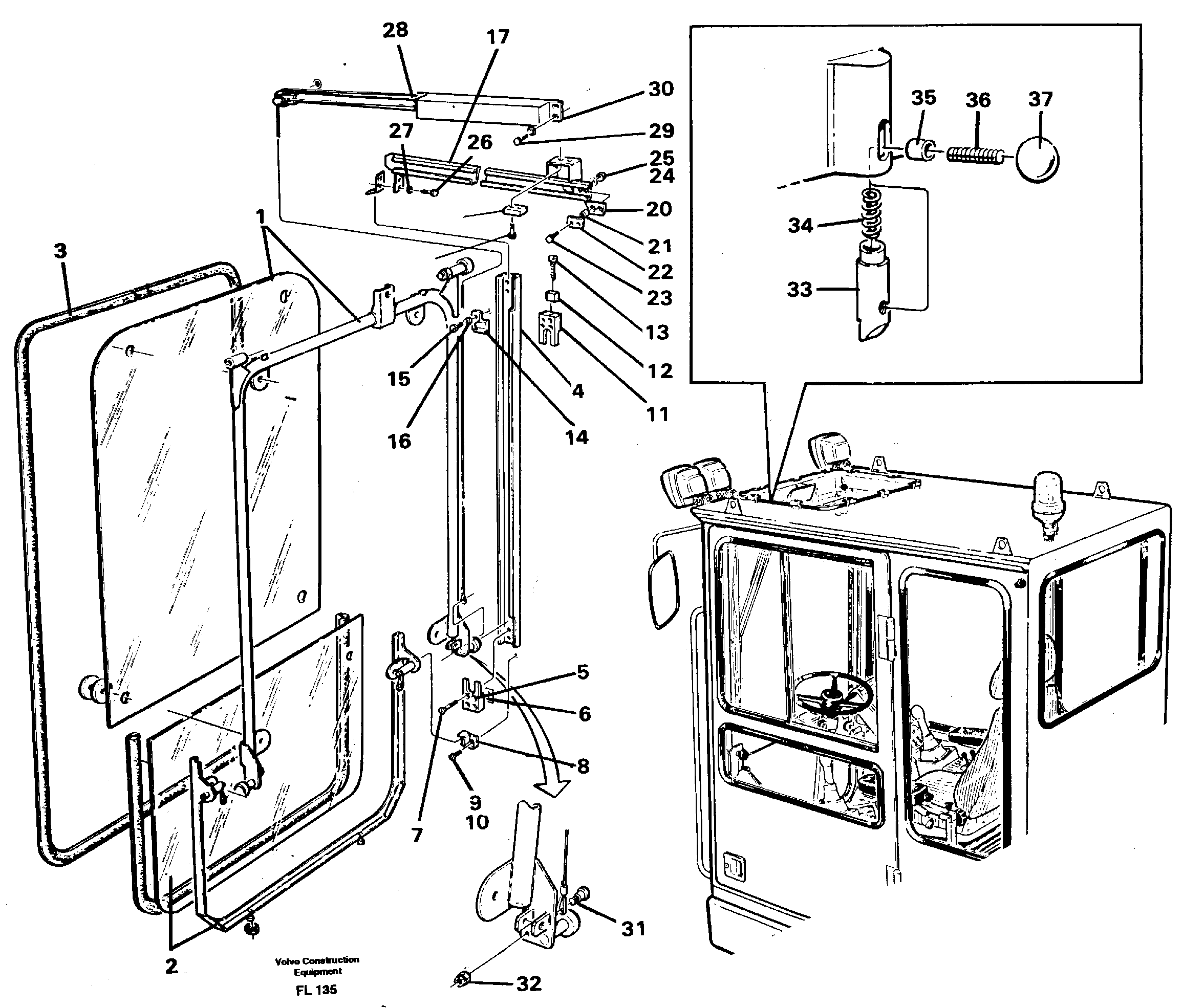 Front window Lifting device — volvo parts diagram