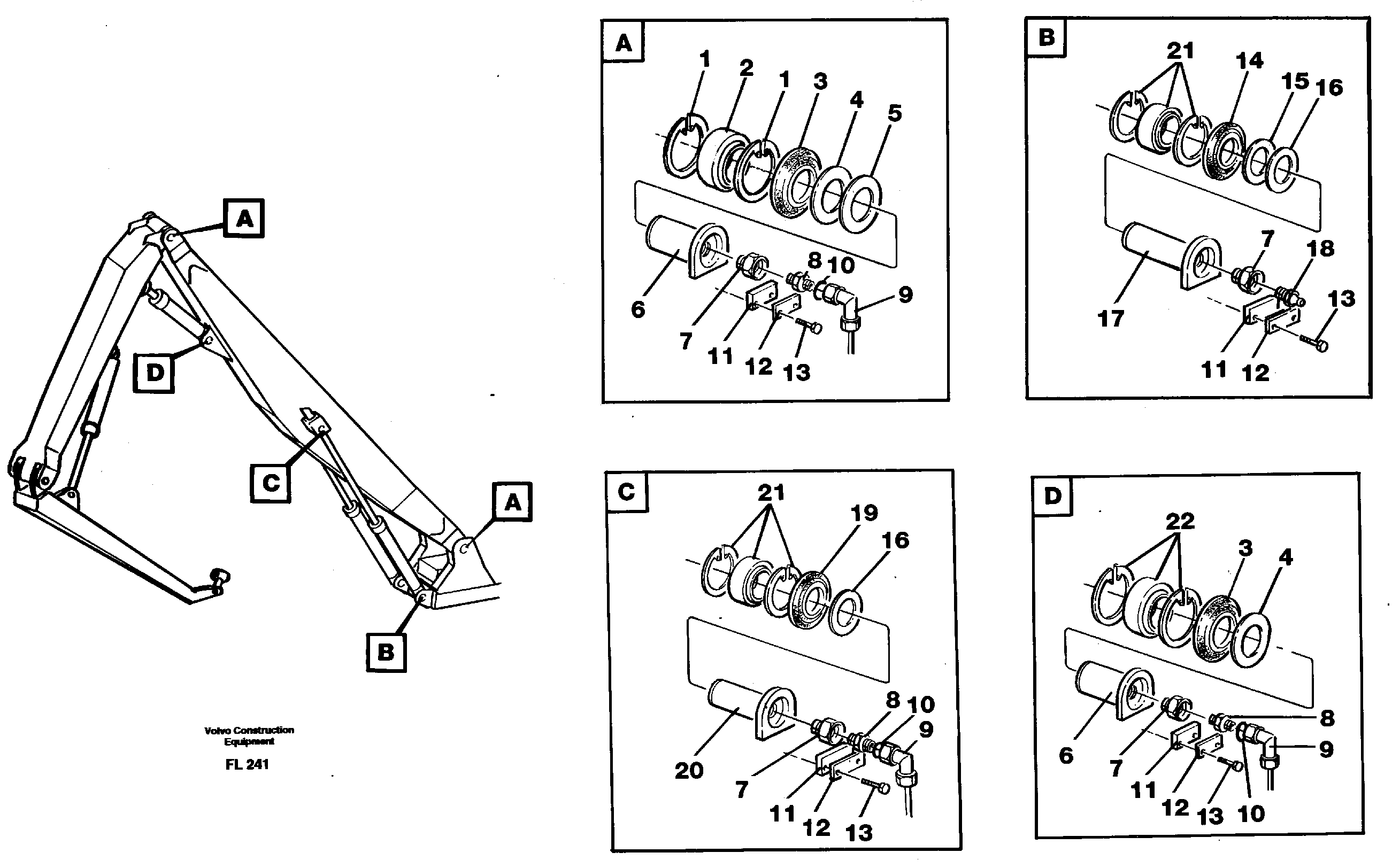 Attachements, boom, handling equipment, 3 pcs  14264164 — volvo parts diagram