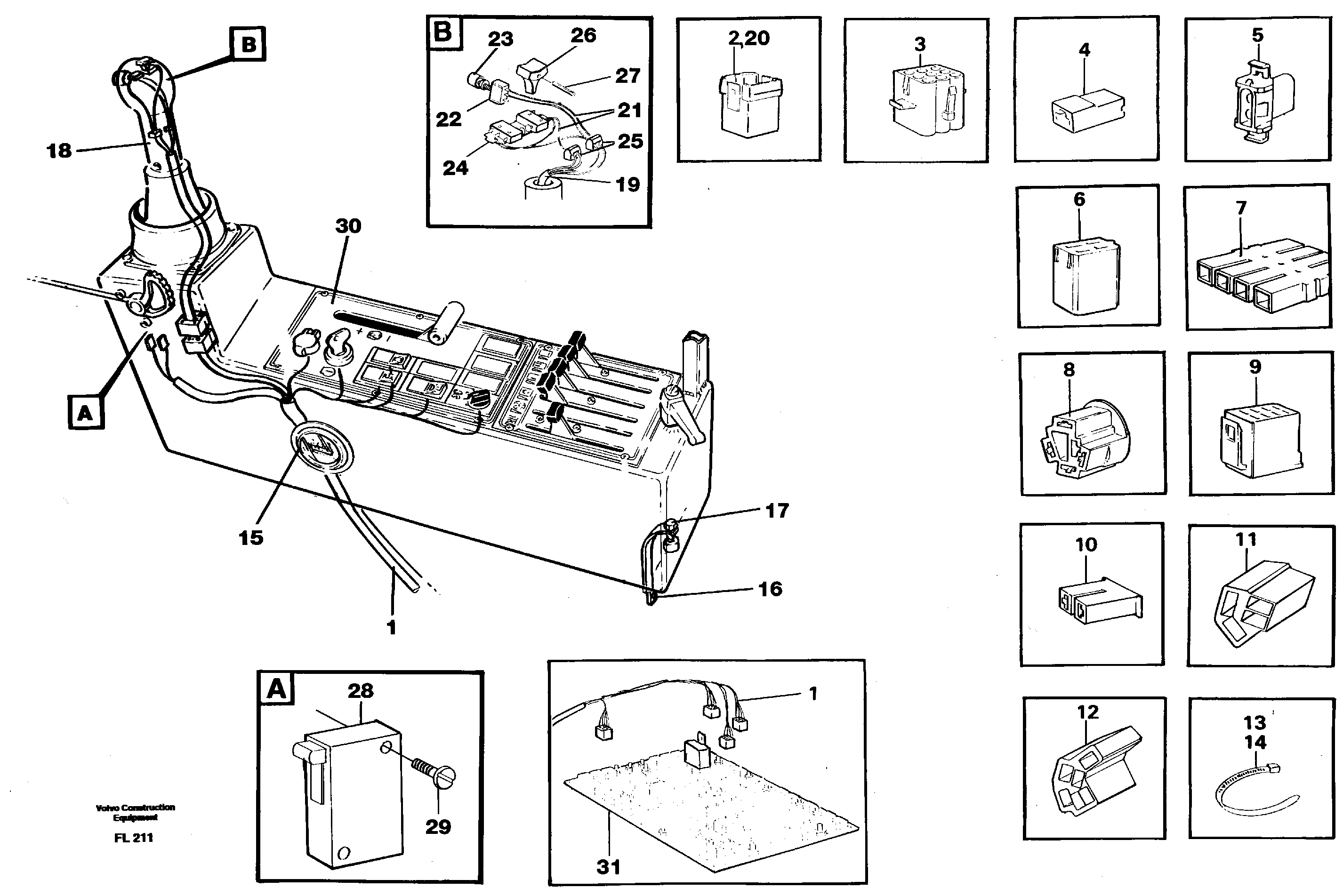 Cable harness, side panel, left — volvo parts diagram
