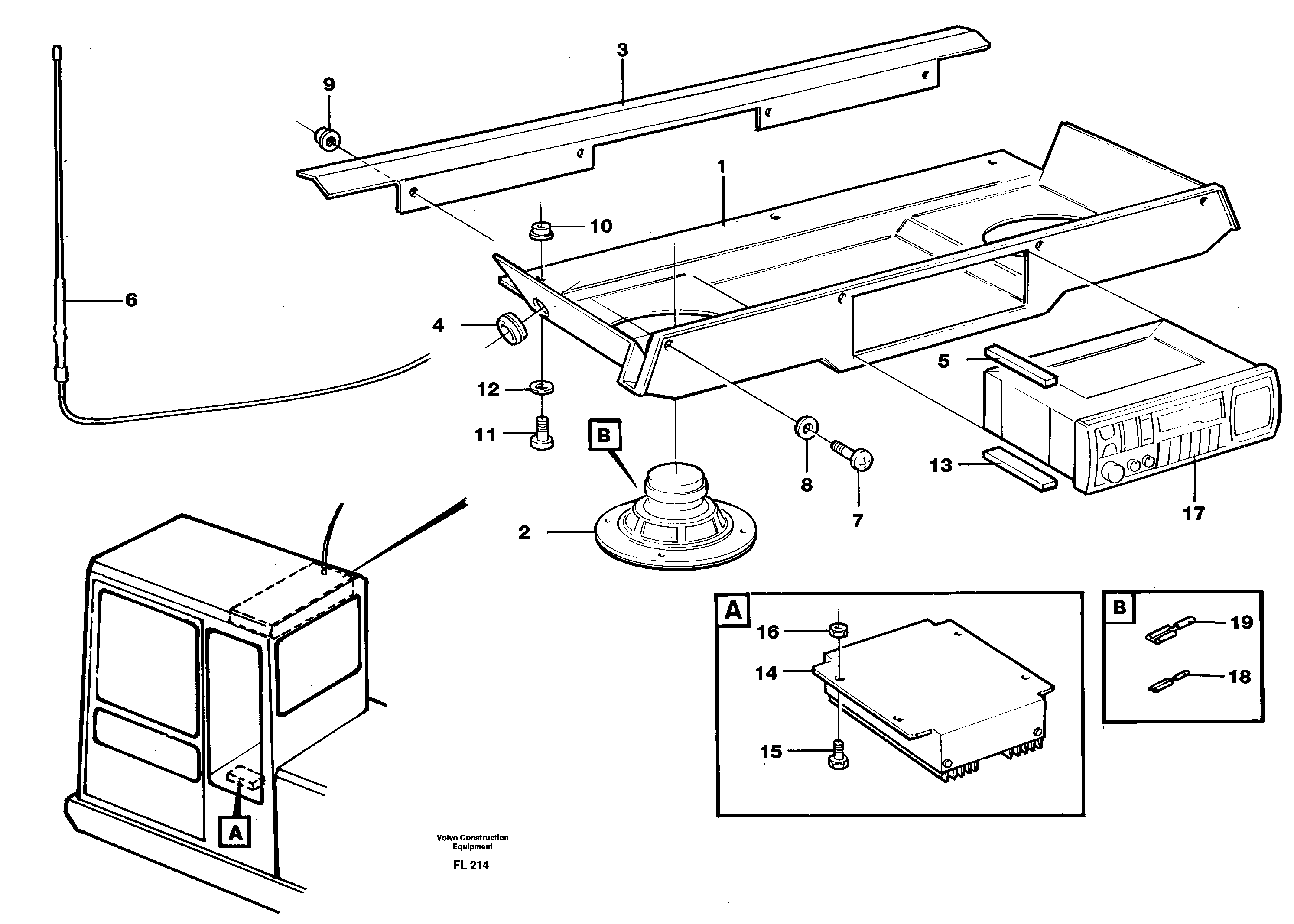 Radio installation with converter — volvo parts diagram