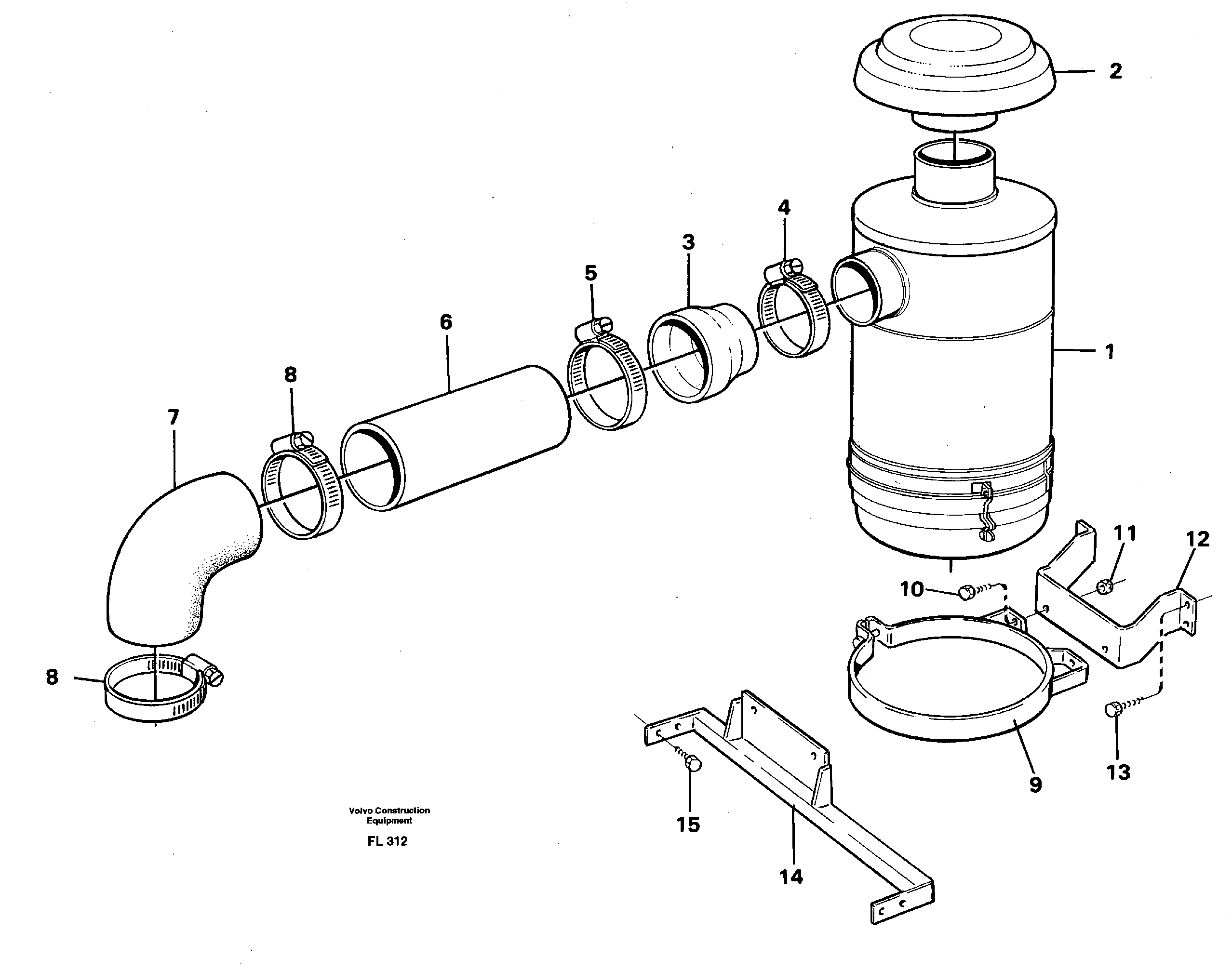 Oil bath filter 14263577 — volvo parts diagram