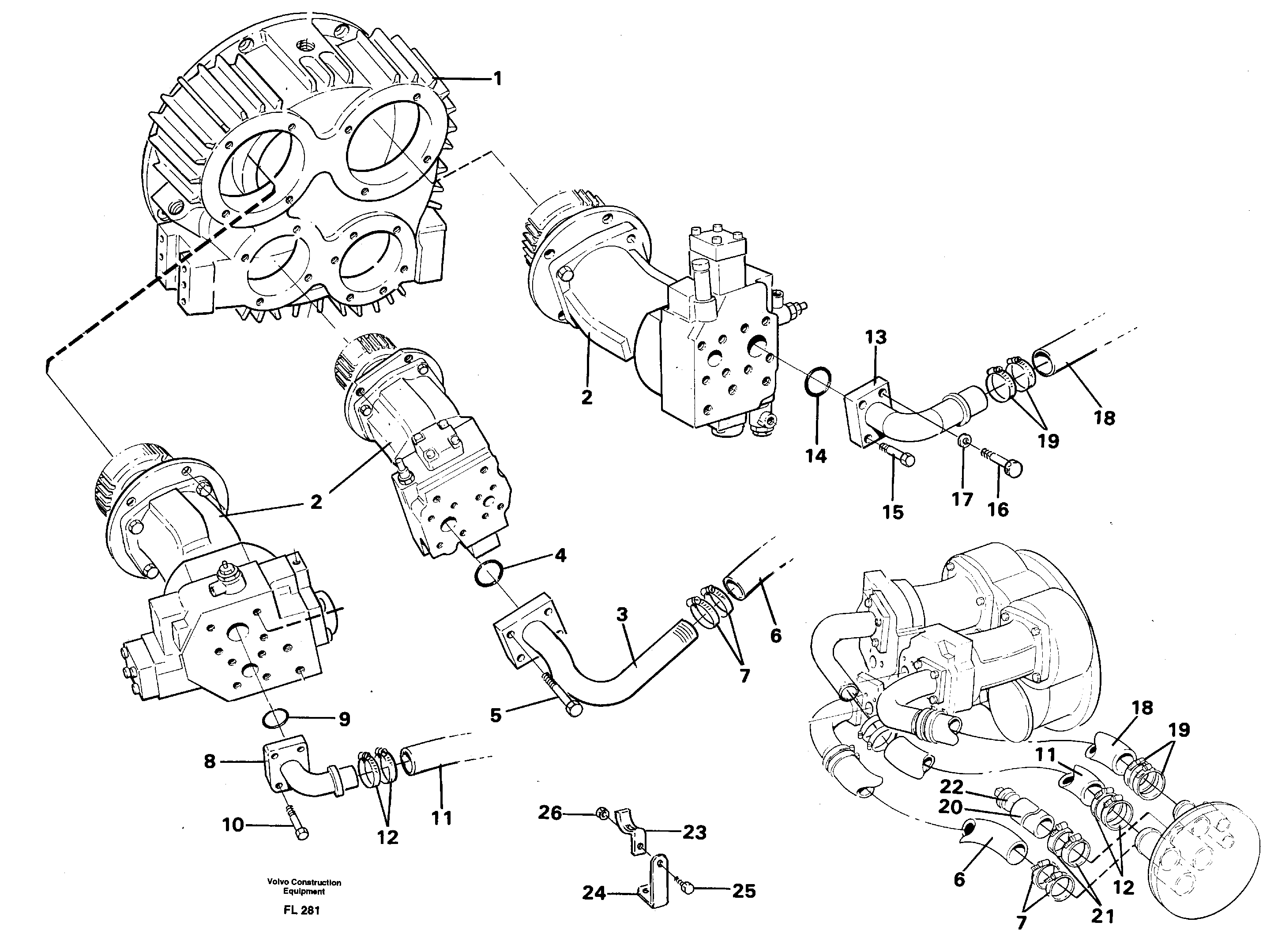 Hydraulic system suction lines — volvo parts diagram