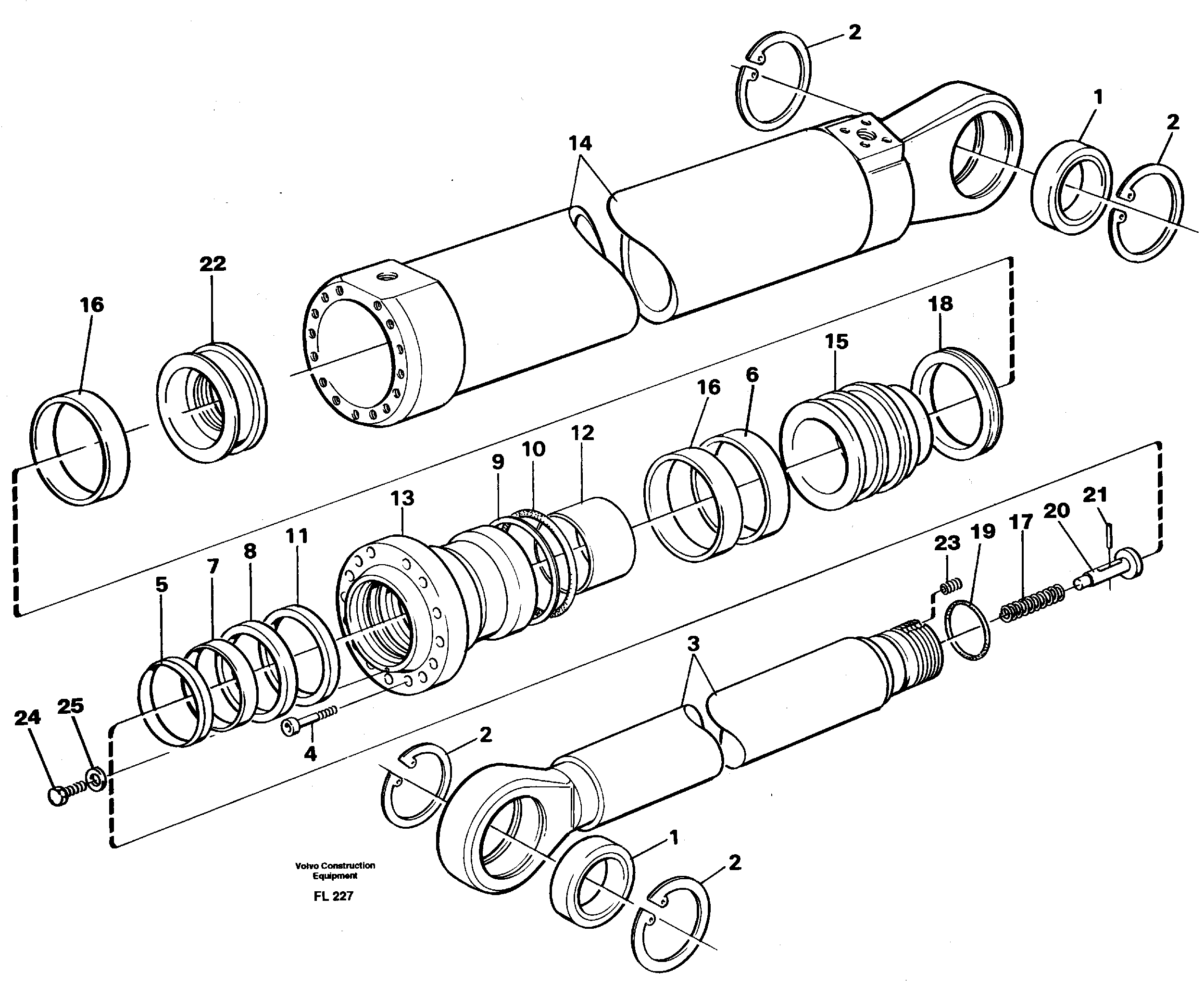 Dipper cylinder, backhoe equipment  14263685, 14302565 — volvo parts diagram