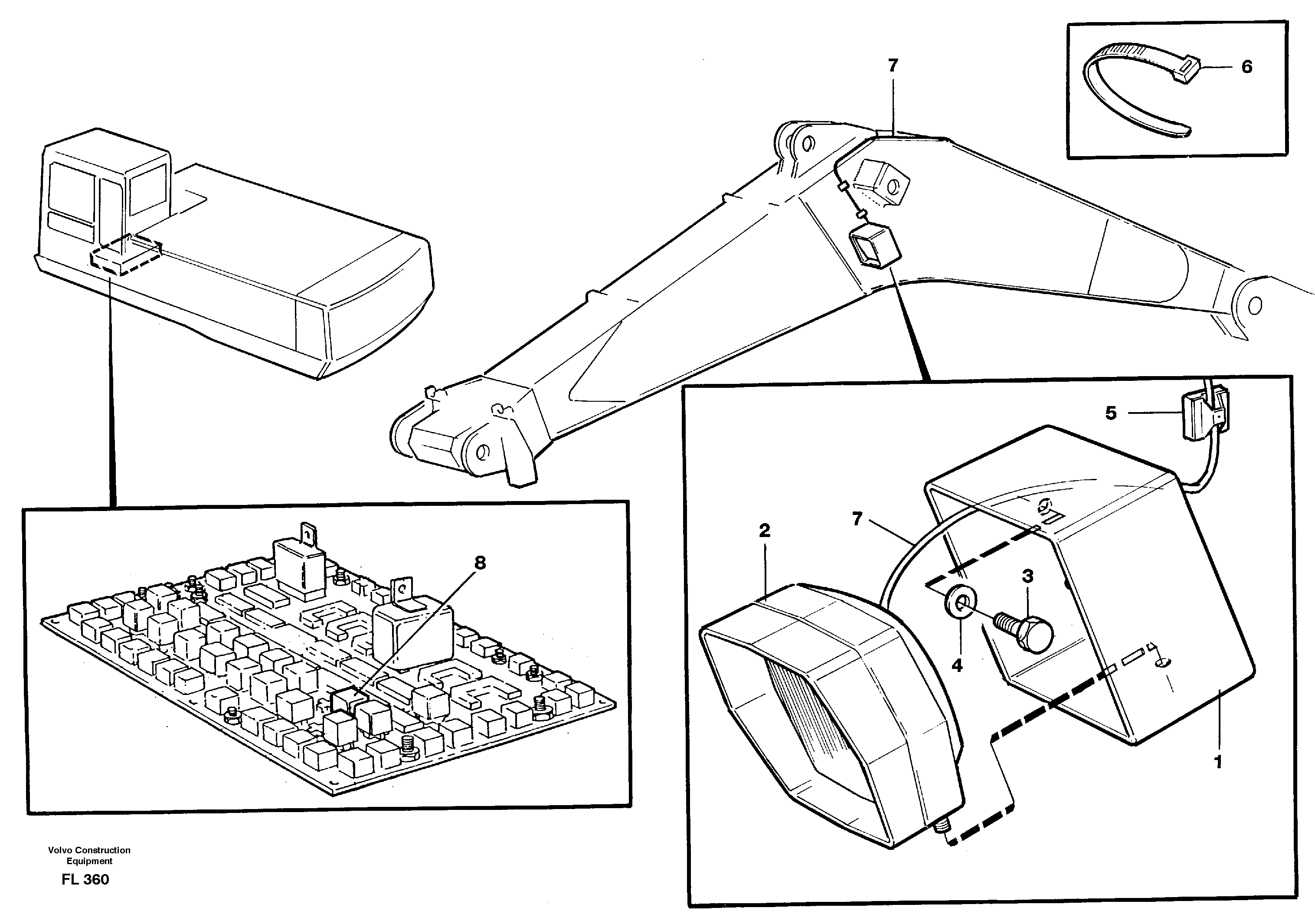 Working lamp on boom 14256016 14256017 14256018 — volvo parts diagram