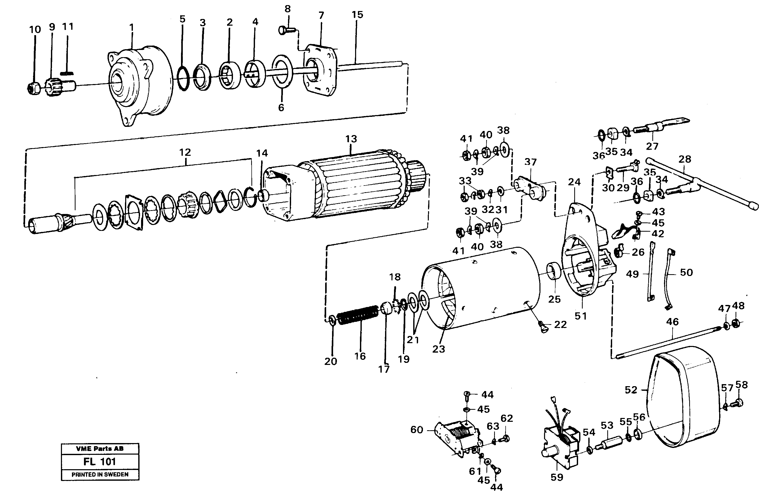 Starter motor — volvo parts diagram