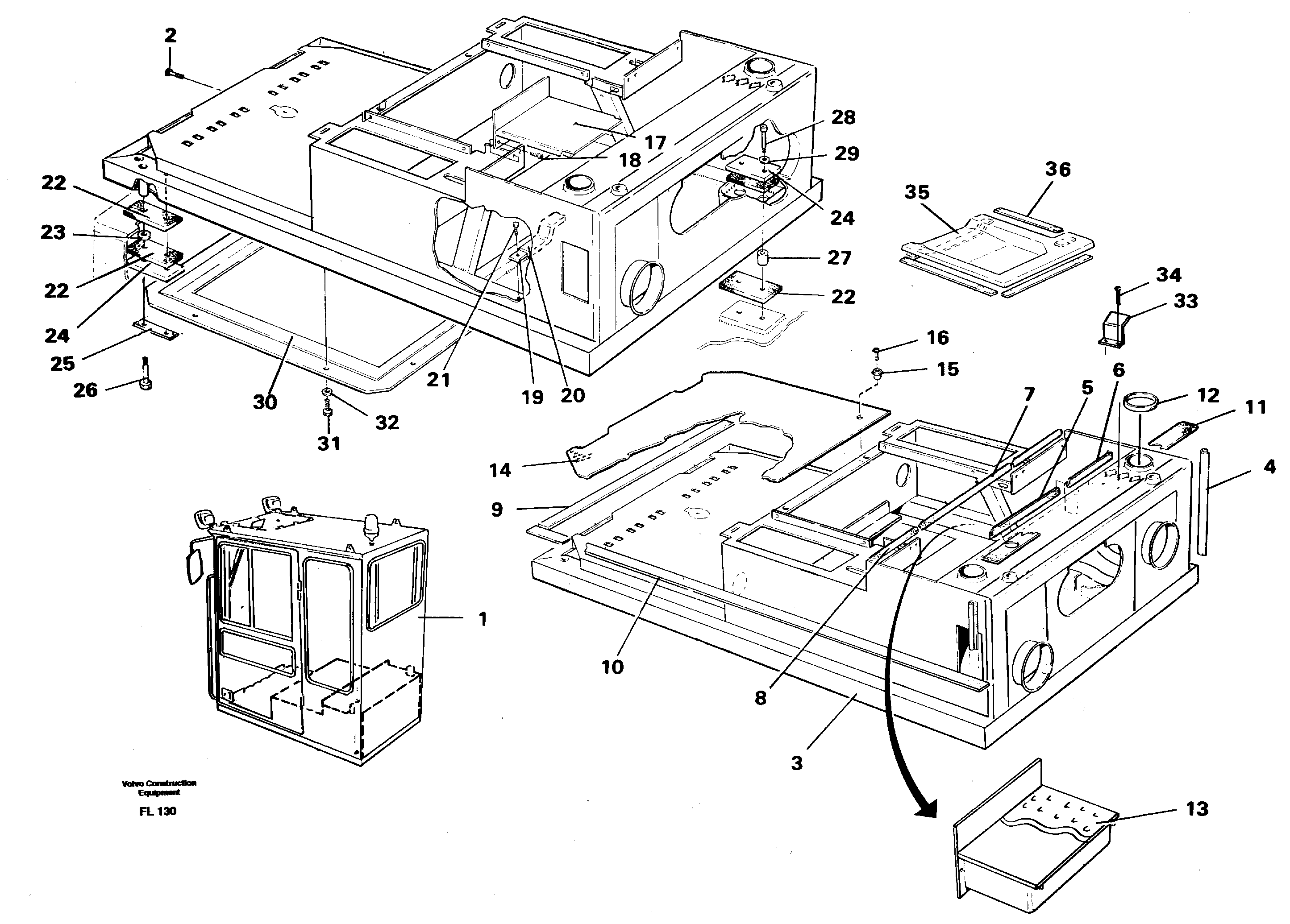 Drivers cab and cabin floor — volvo parts diagram