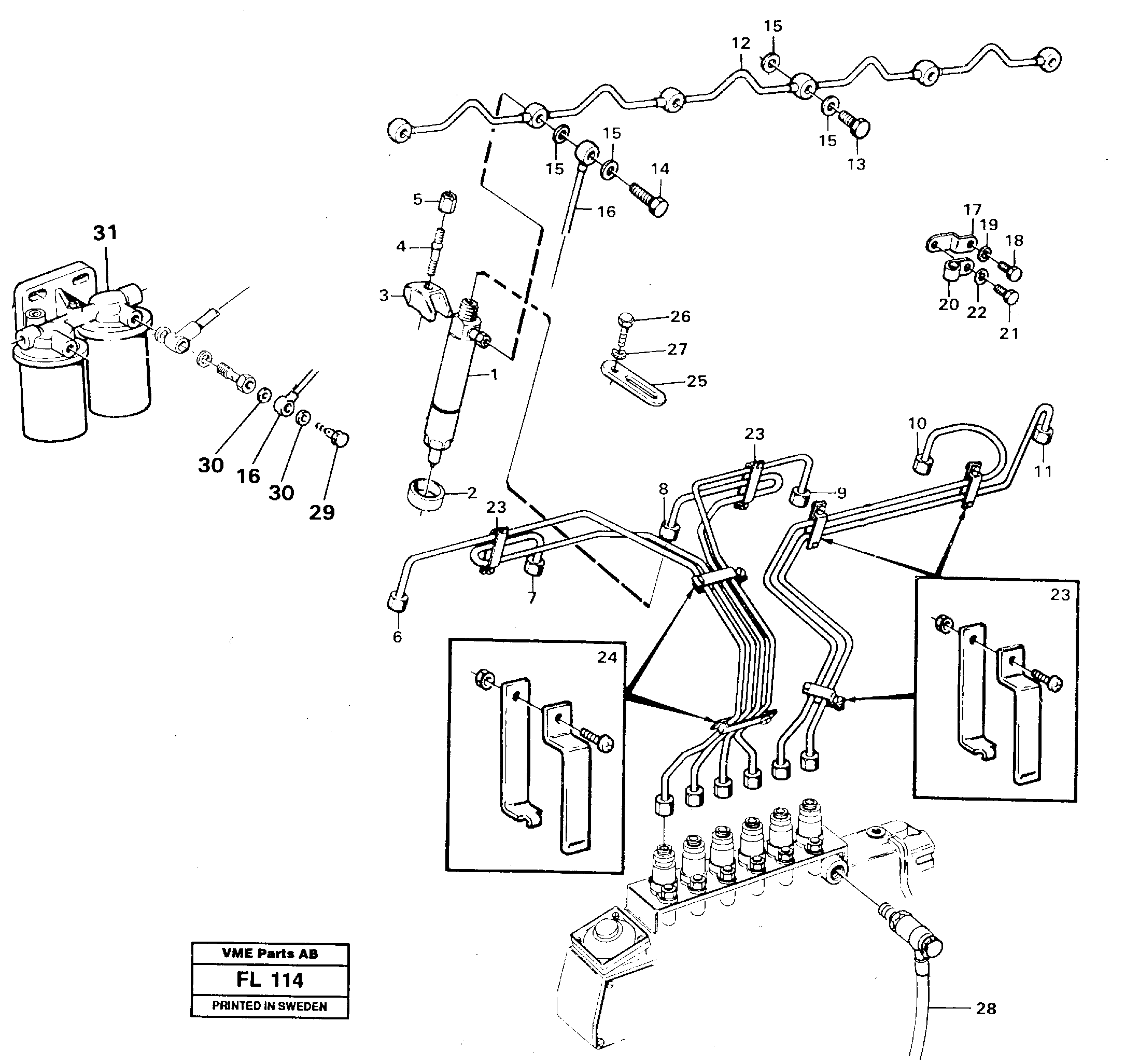 Fuel pipes: injector — volvo parts diagram