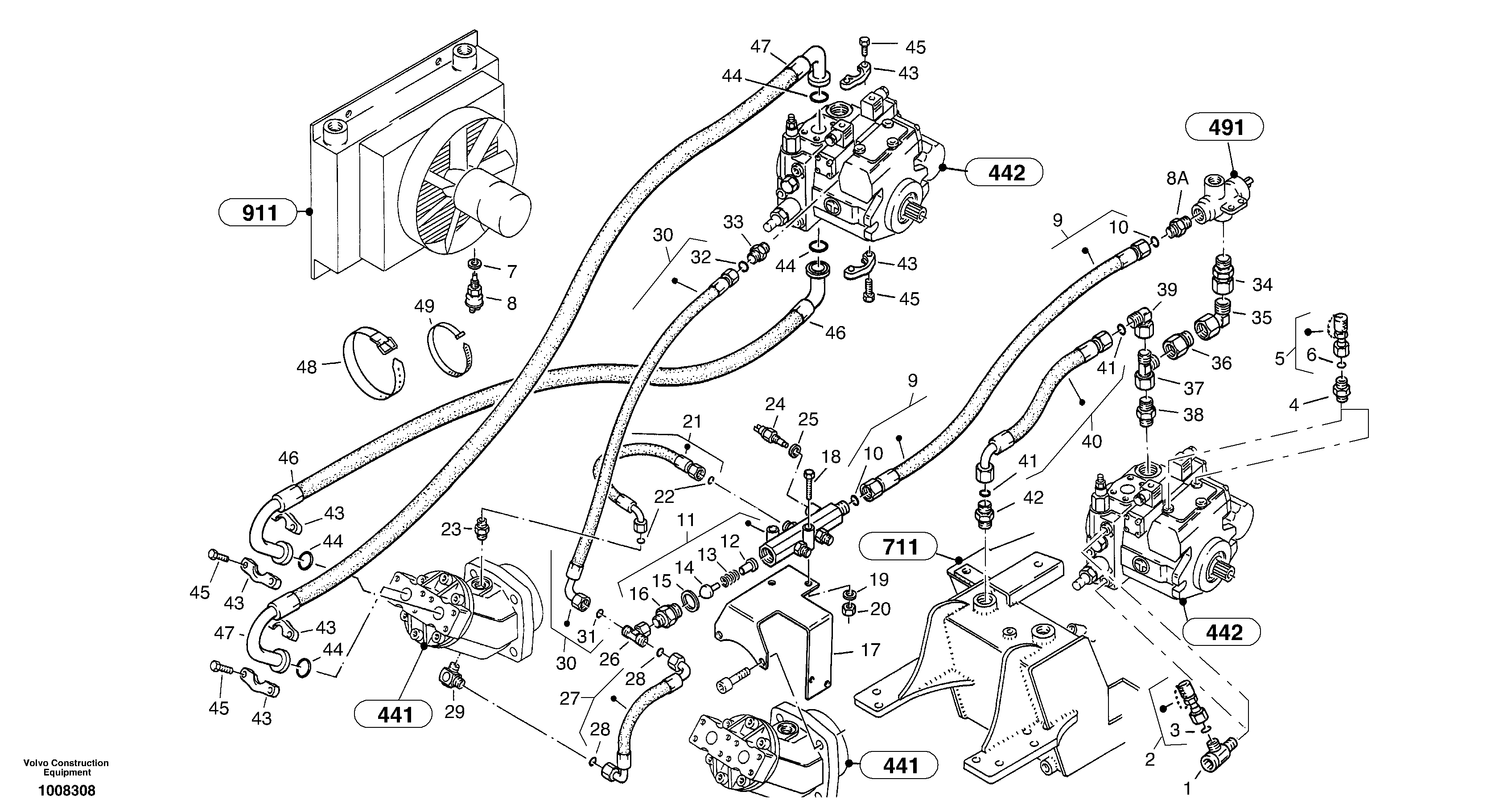 Lines - hydrostatic drive — volvo parts diagram