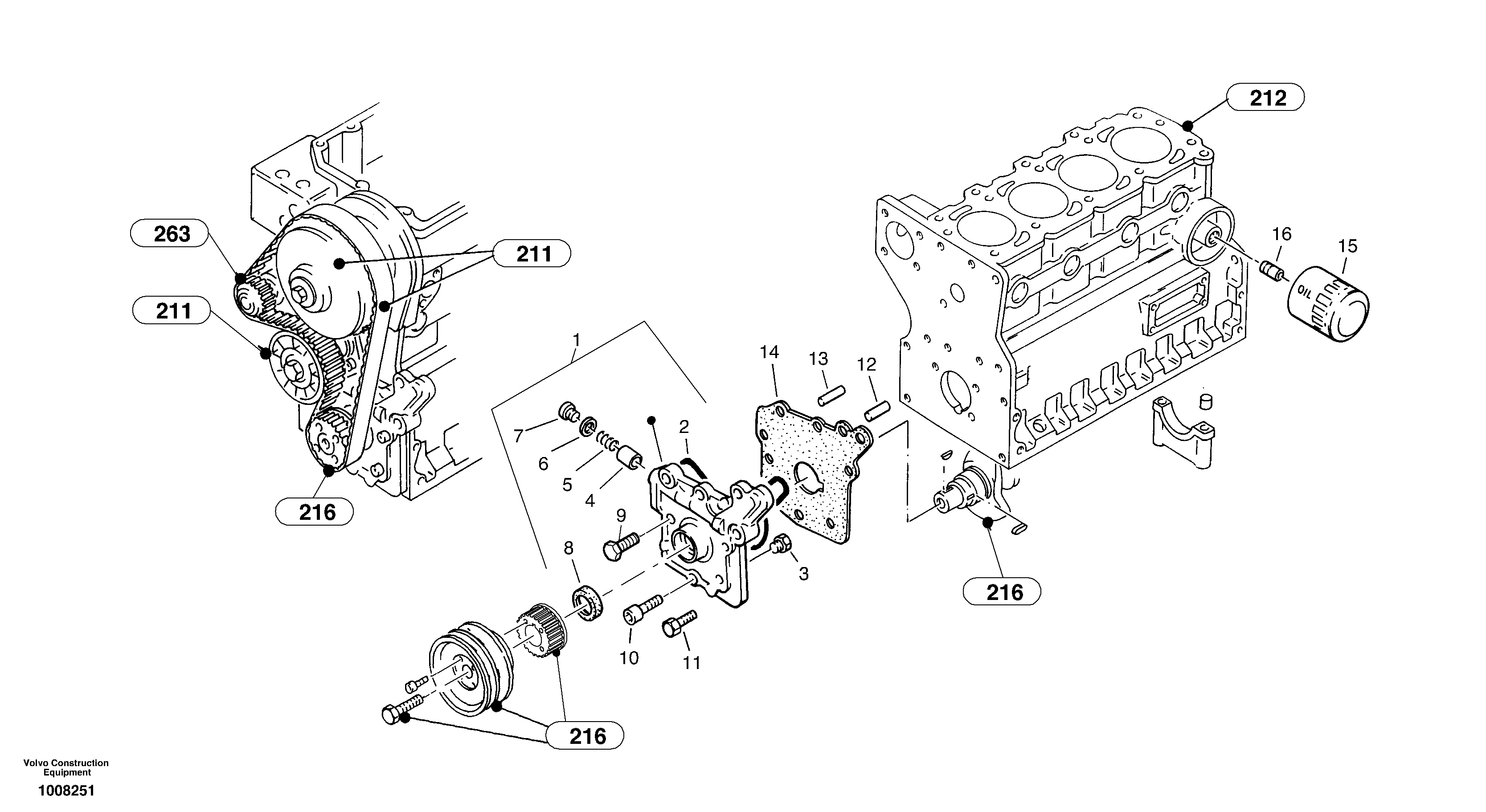 Oil pump, oil filter — volvo parts diagram