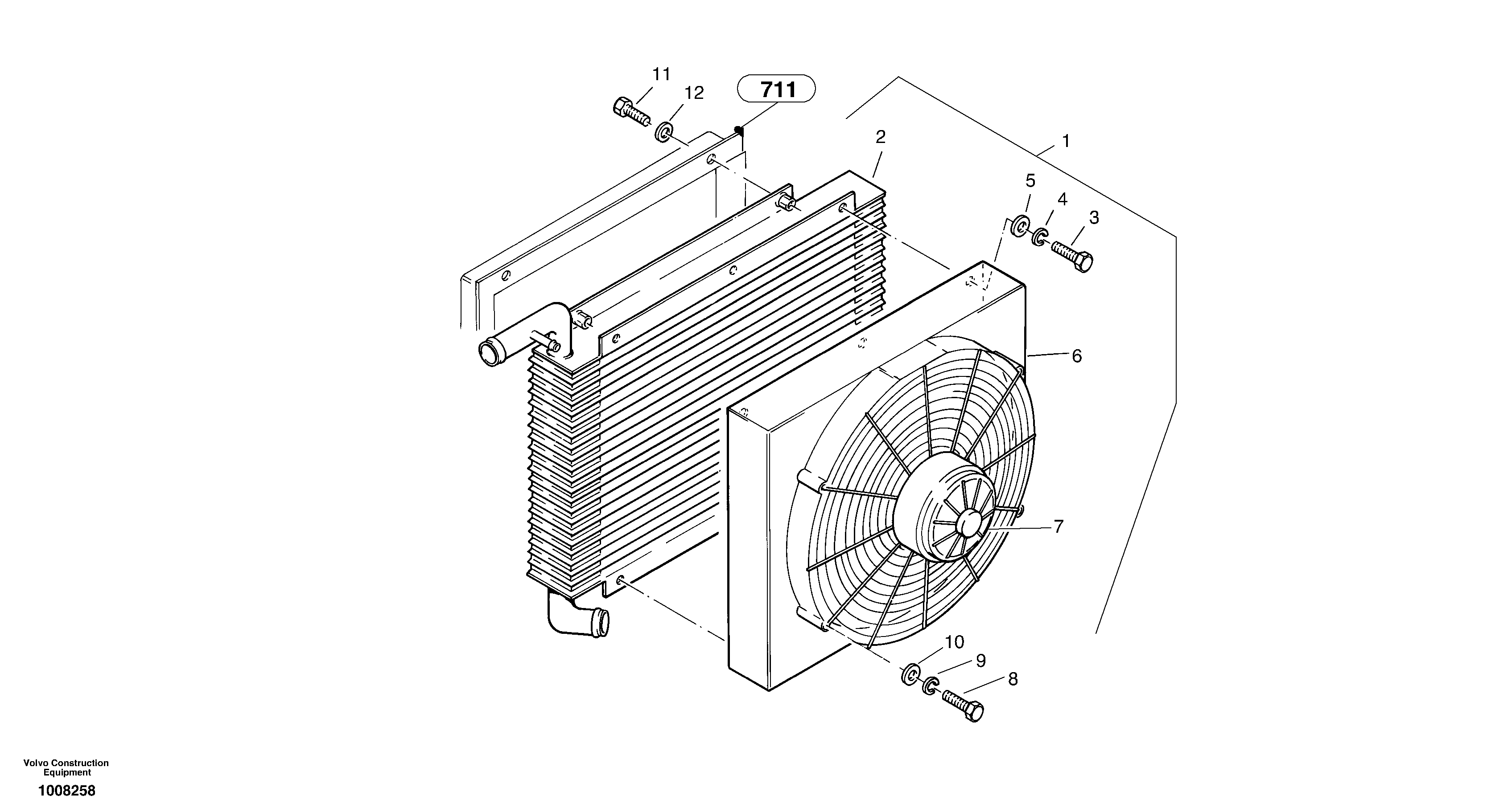 Cooler with attaching parts — volvo parts diagram