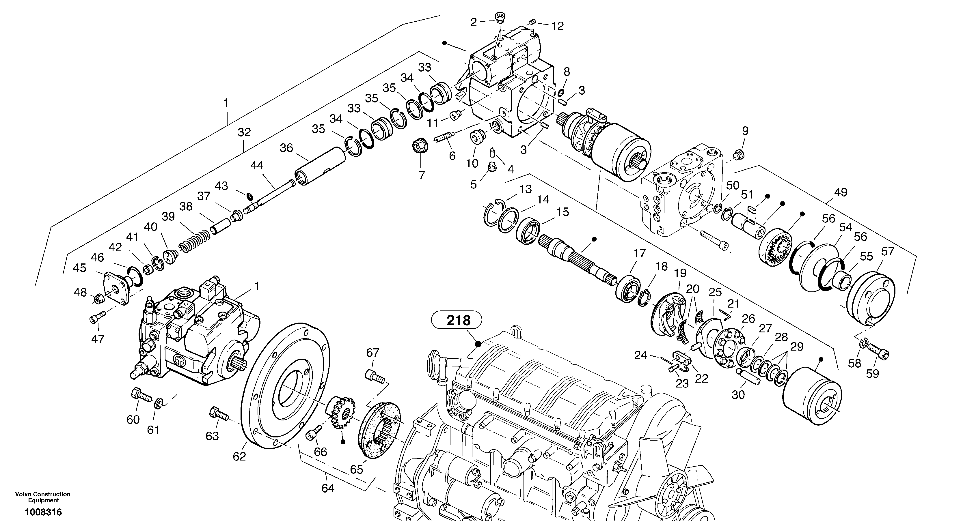 Variable displacement pump — volvo parts diagram