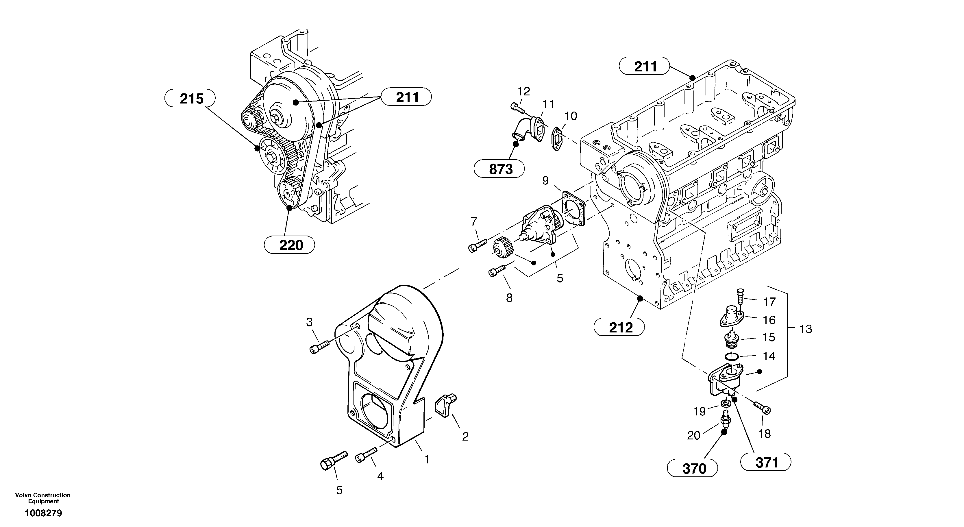Water pump, Thermostat — volvo parts diagram
