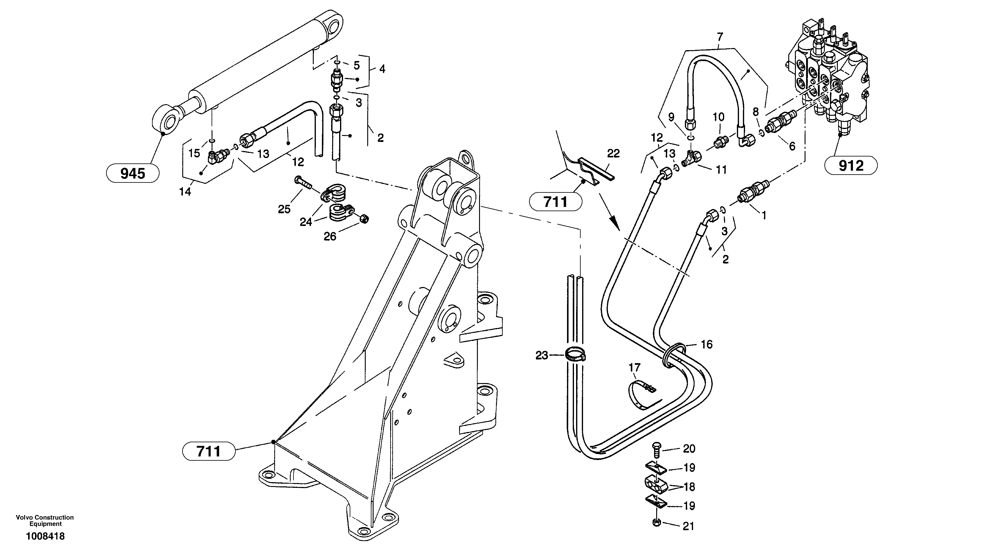 Hydraulic lines - lift hydraulic — volvo parts diagram