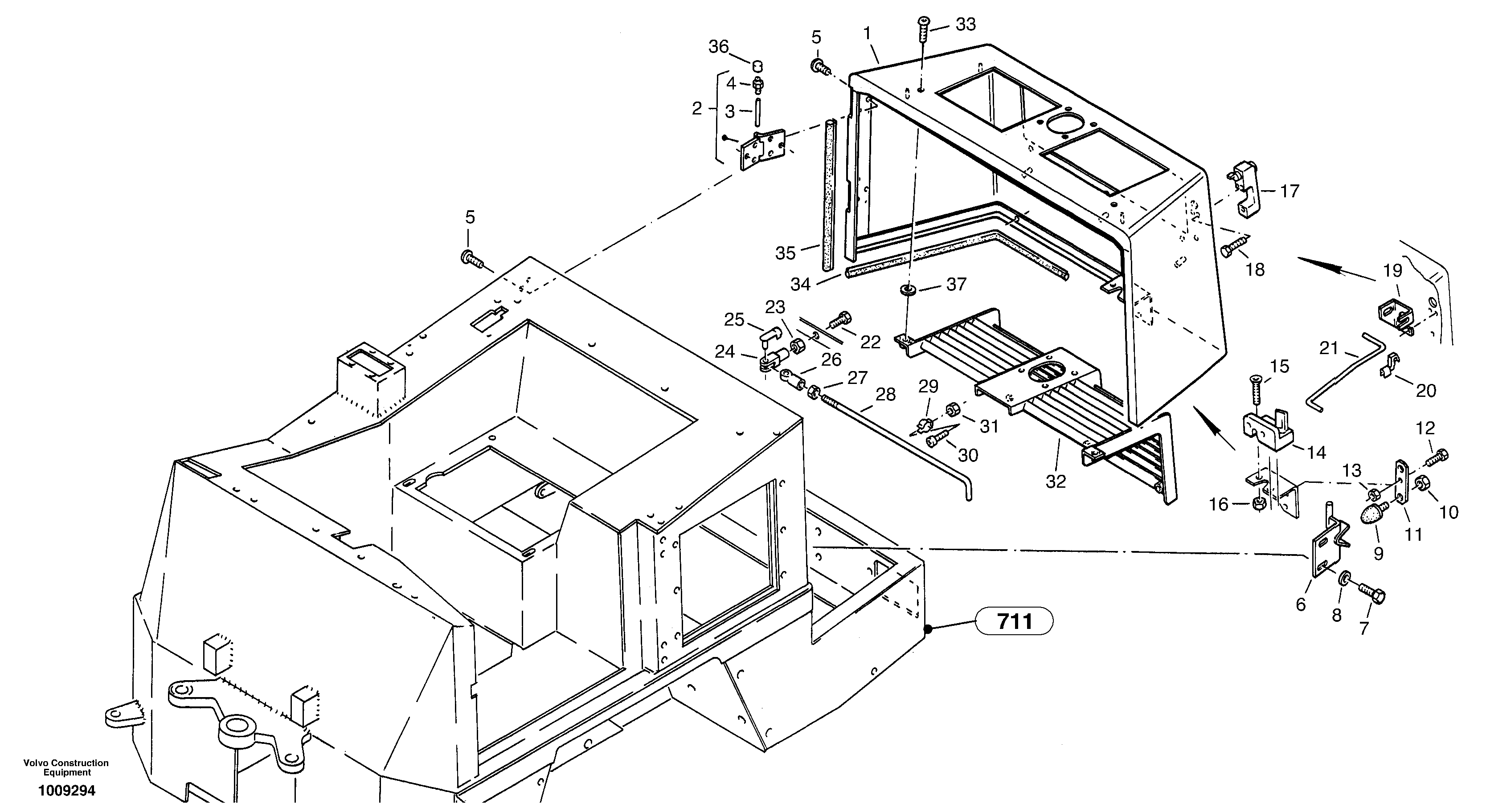 Engine hood — volvo parts diagram