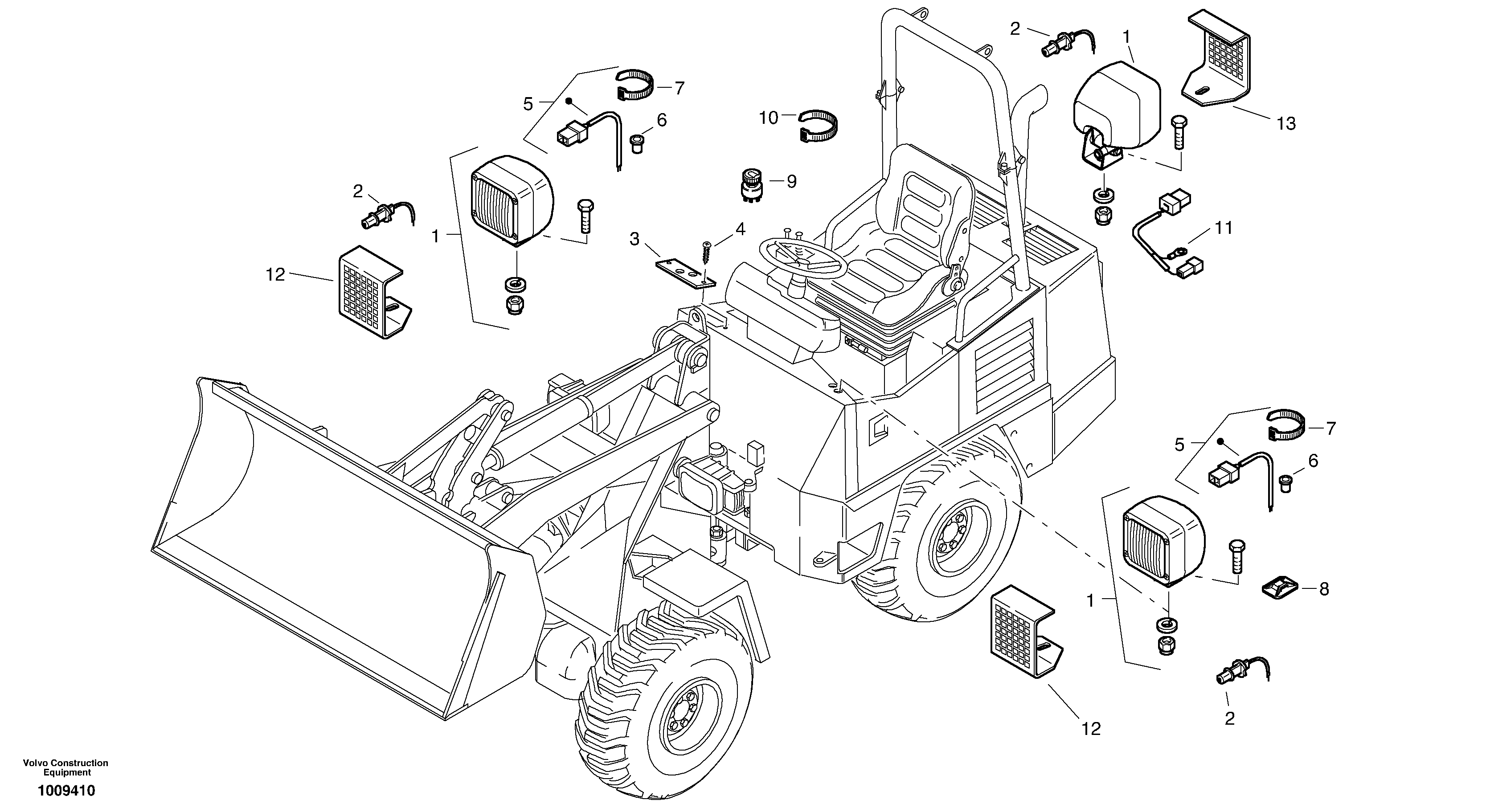 Work light ( with canopy ) — volvo parts diagram