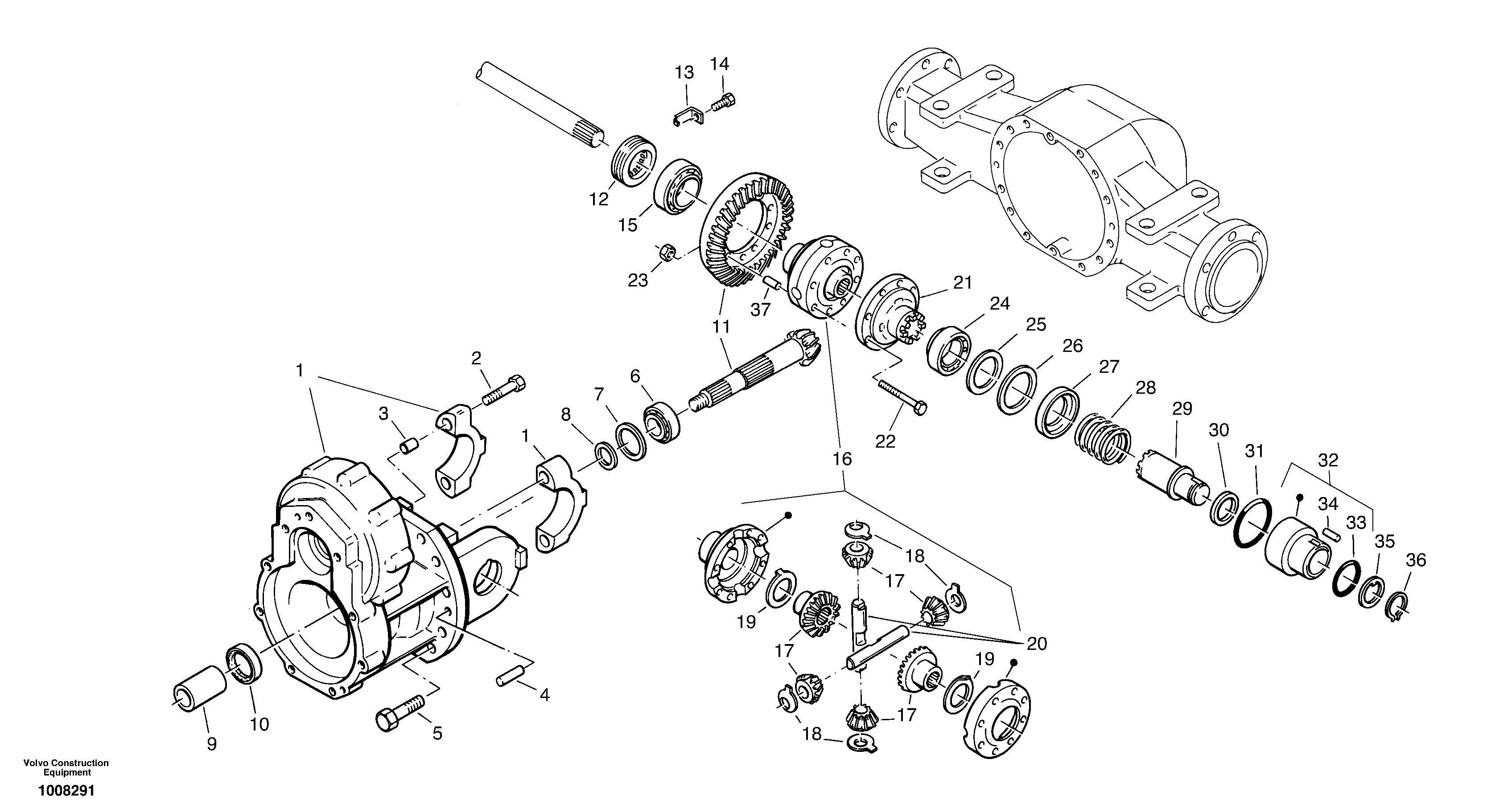 Differential carrier - assy rear axle — volvo parts diagram