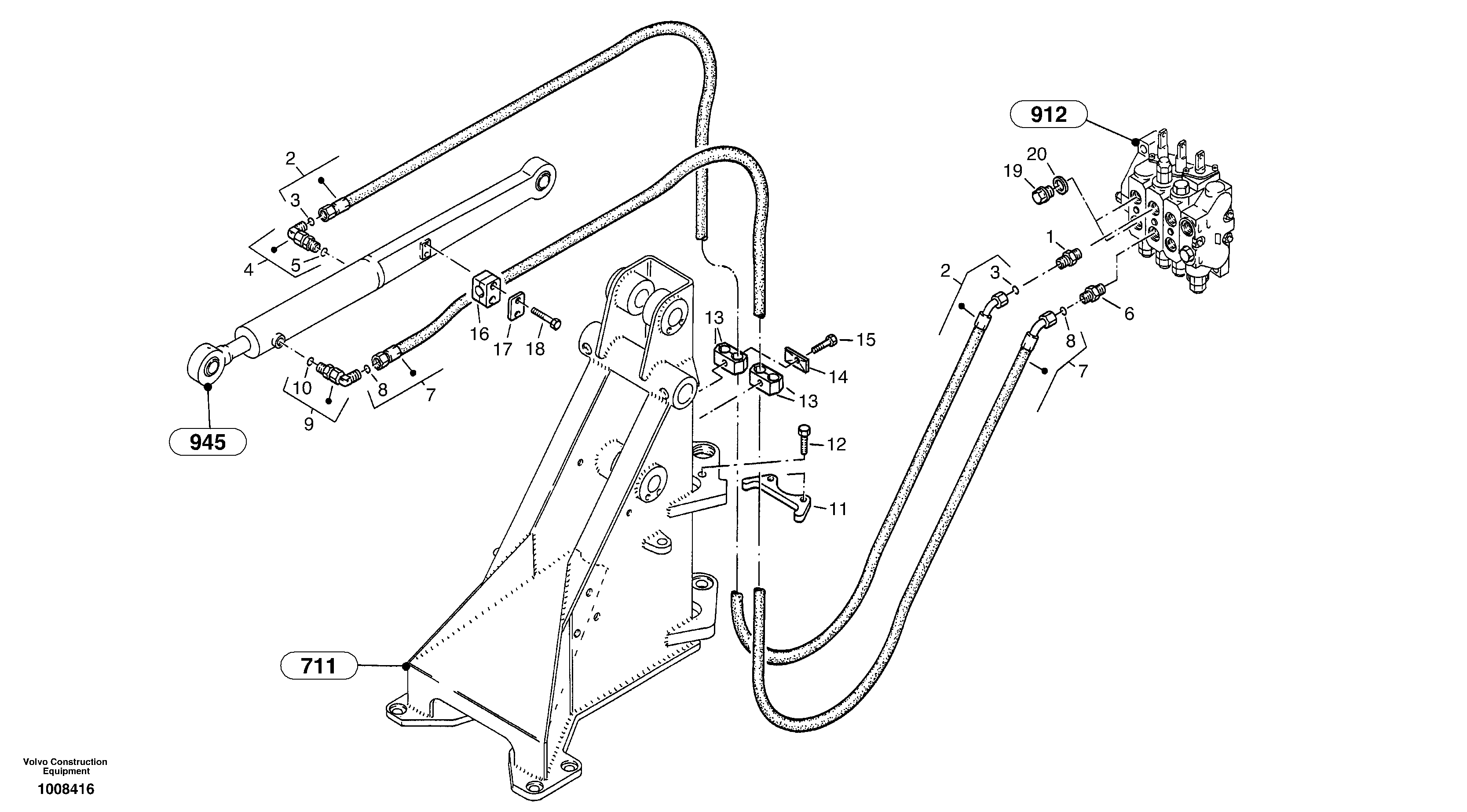 Hydraulic lines - tilt hydraulic — volvo parts diagram