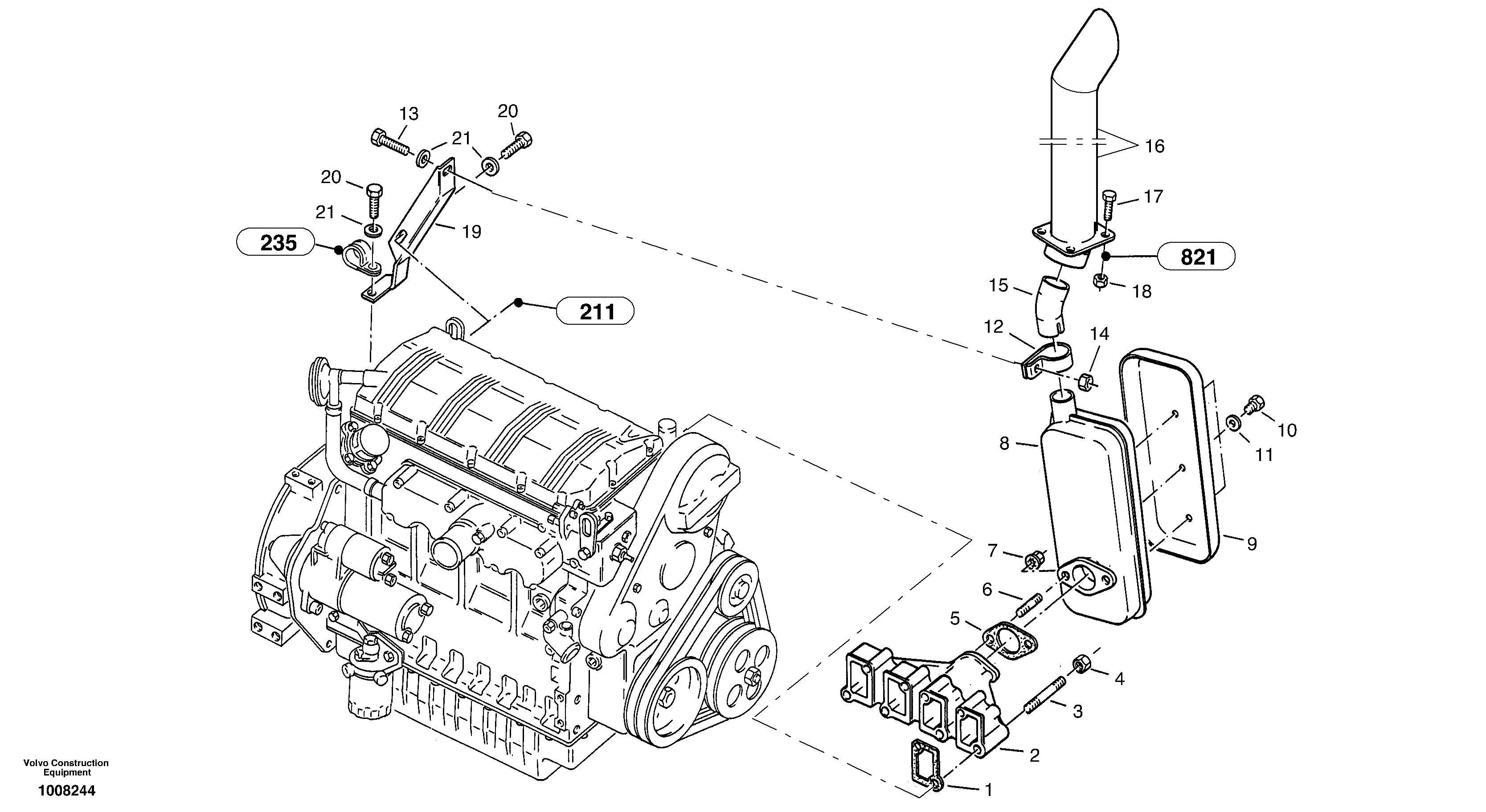 Exhaust system — volvo parts diagram