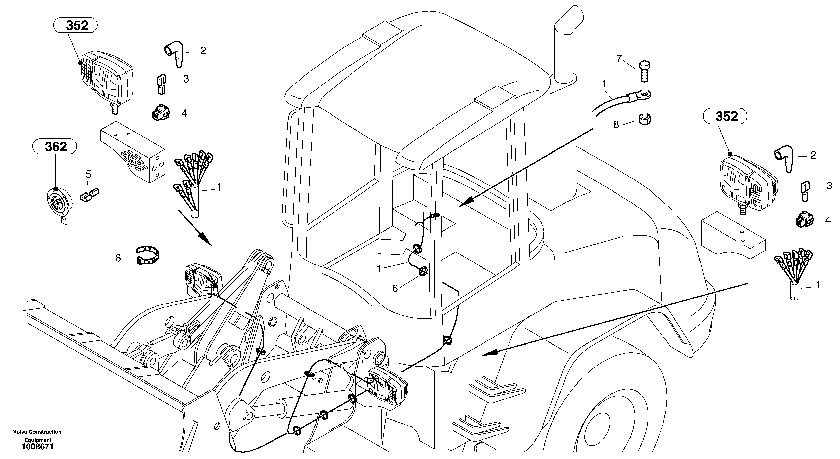 Cable tree, front — volvo parts diagram