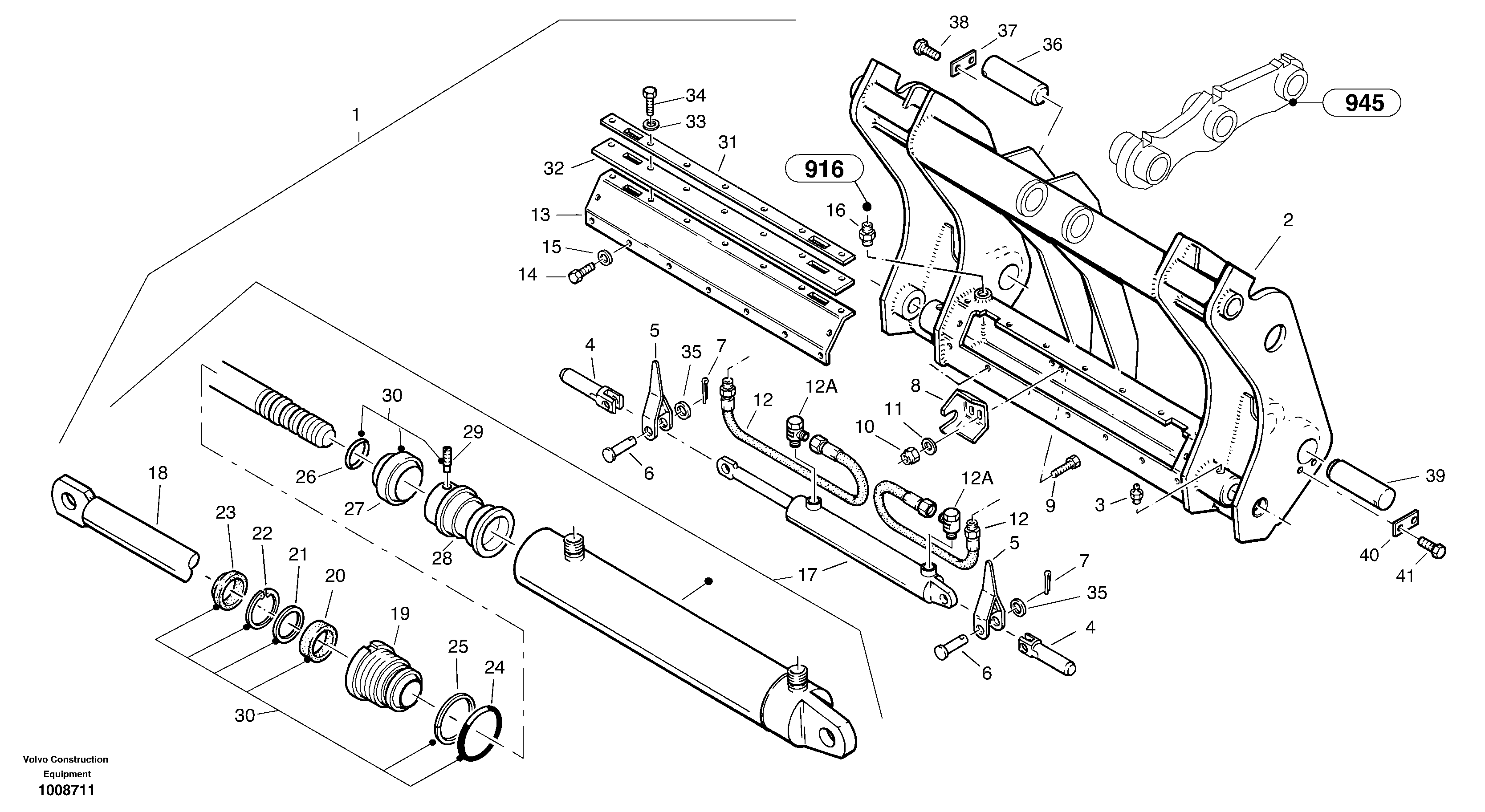 Attachment mounting plate - Quick change, hydraulic - TPV — volvo parts diagram