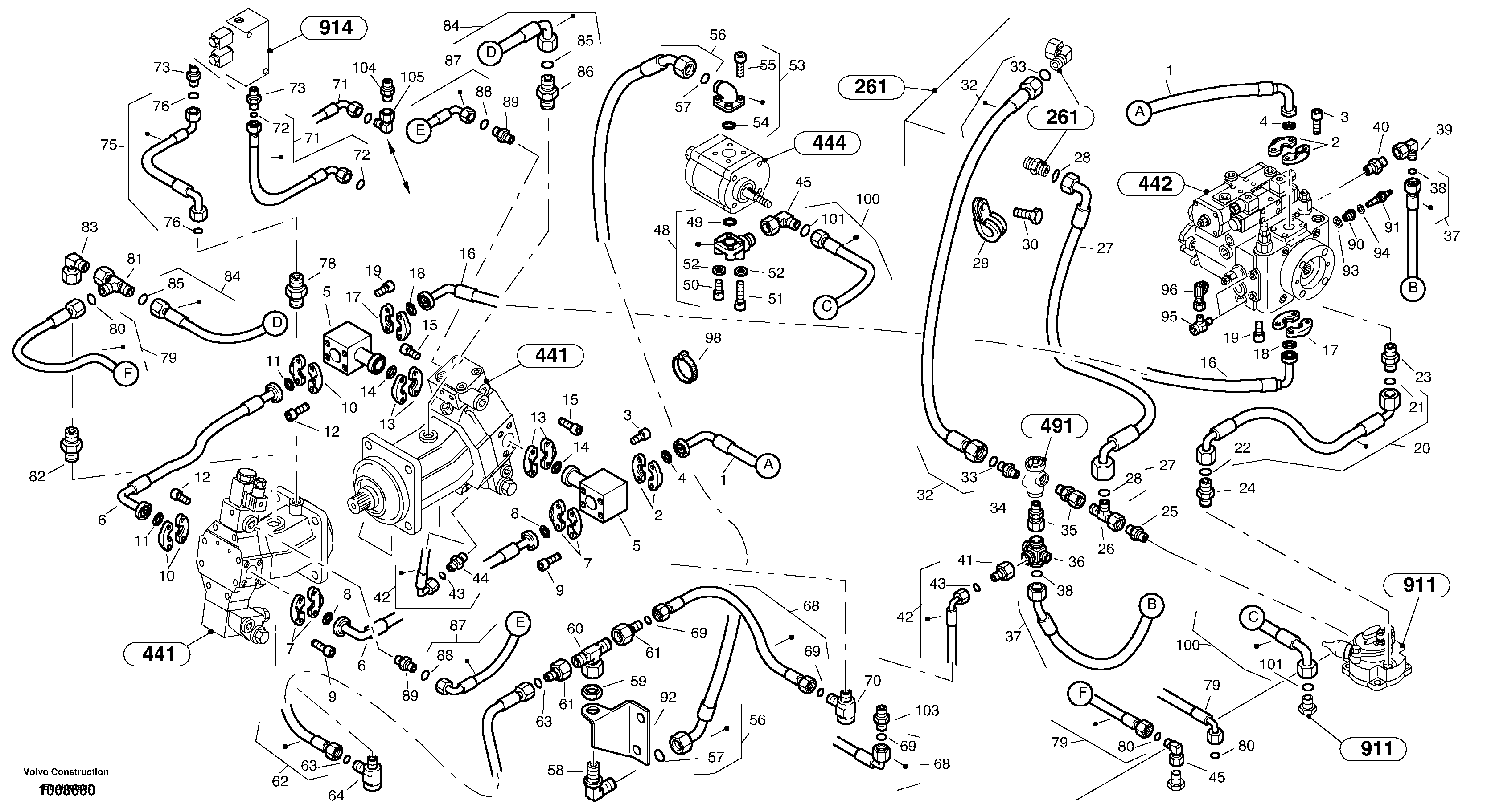 Lines - hydrostatic drive — volvo parts diagram