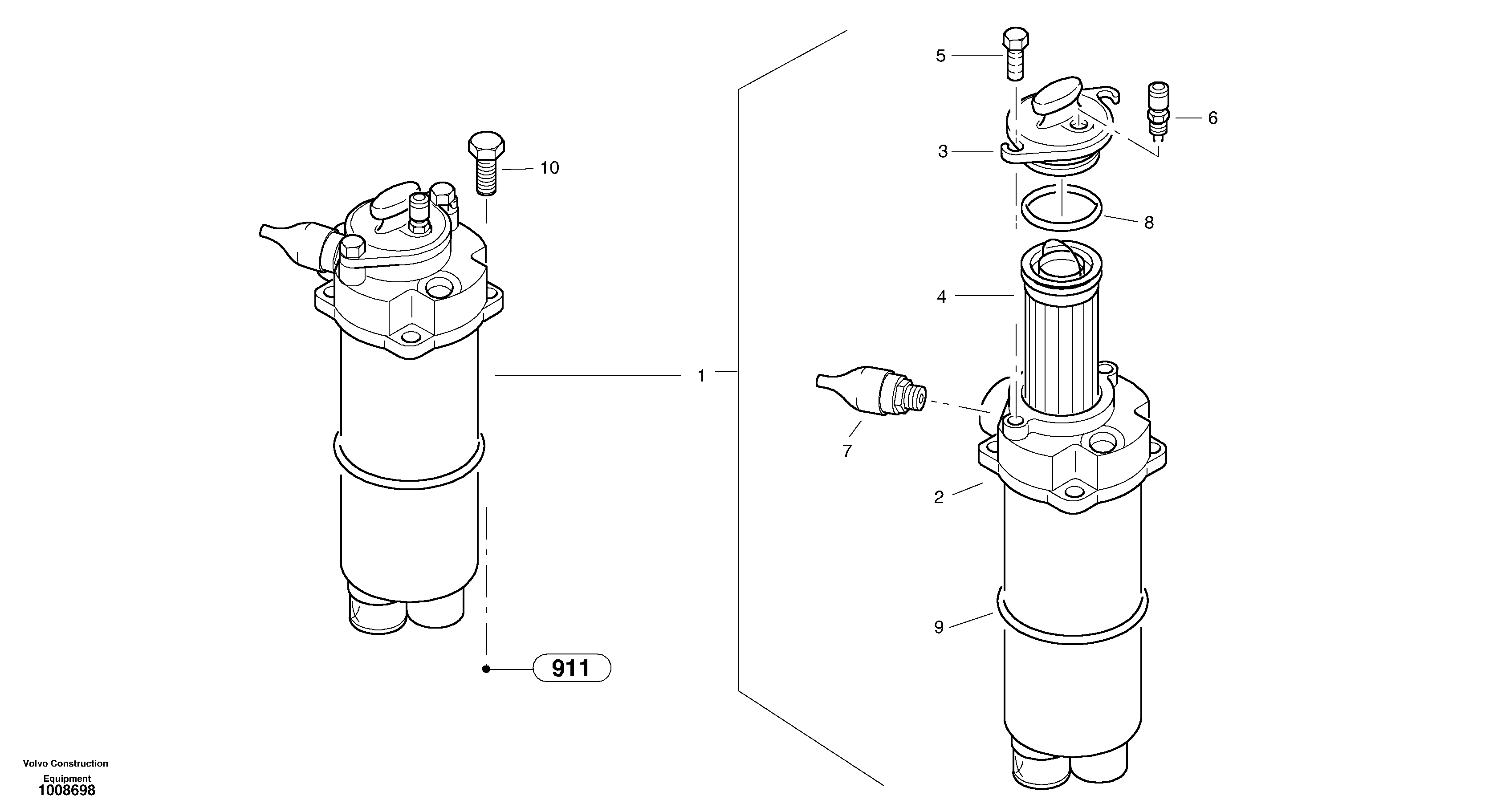 Suction recoil filter — volvo parts diagram