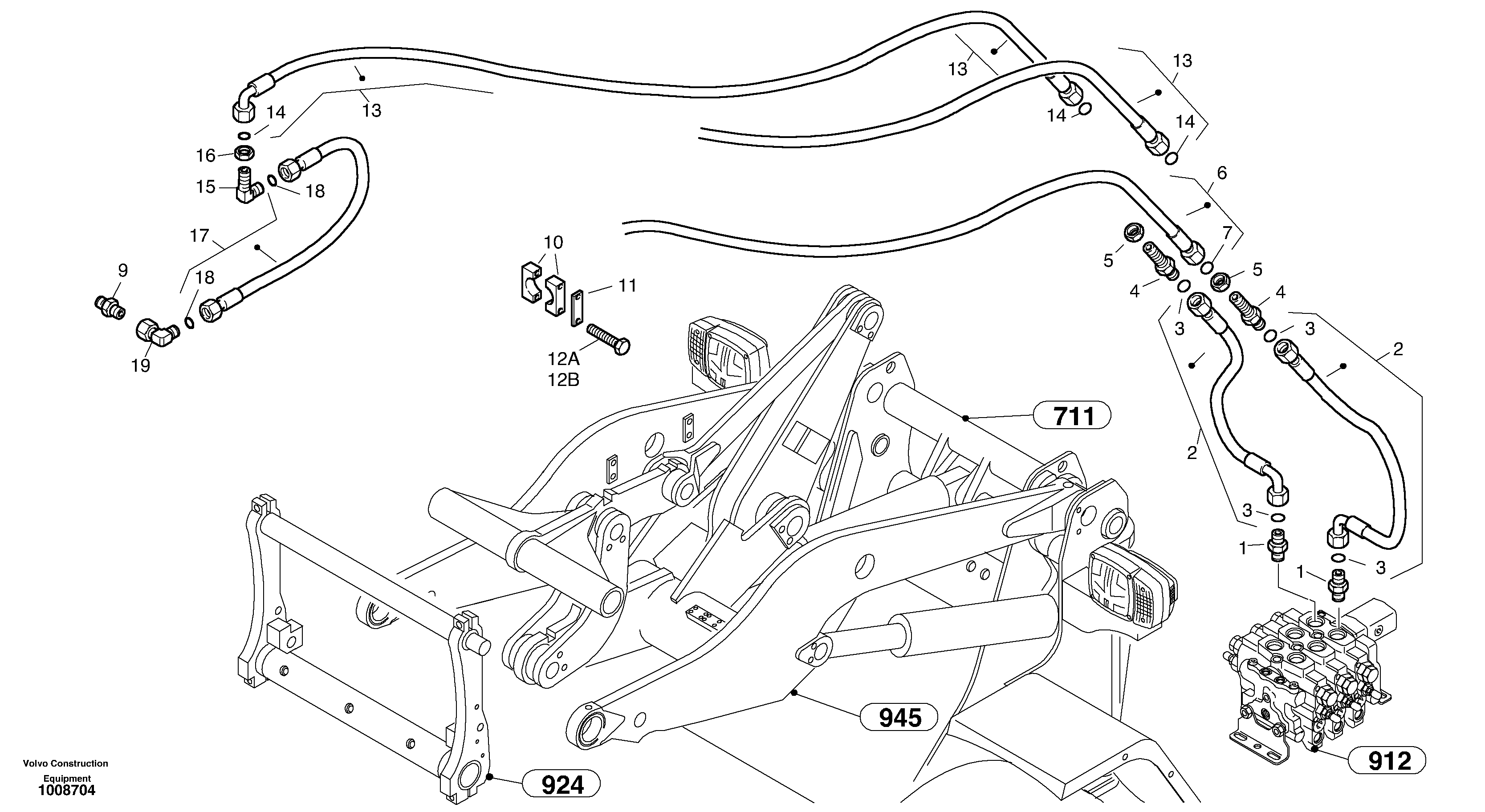 Lines to attachment mounting plate - TPZ — volvo parts diagram