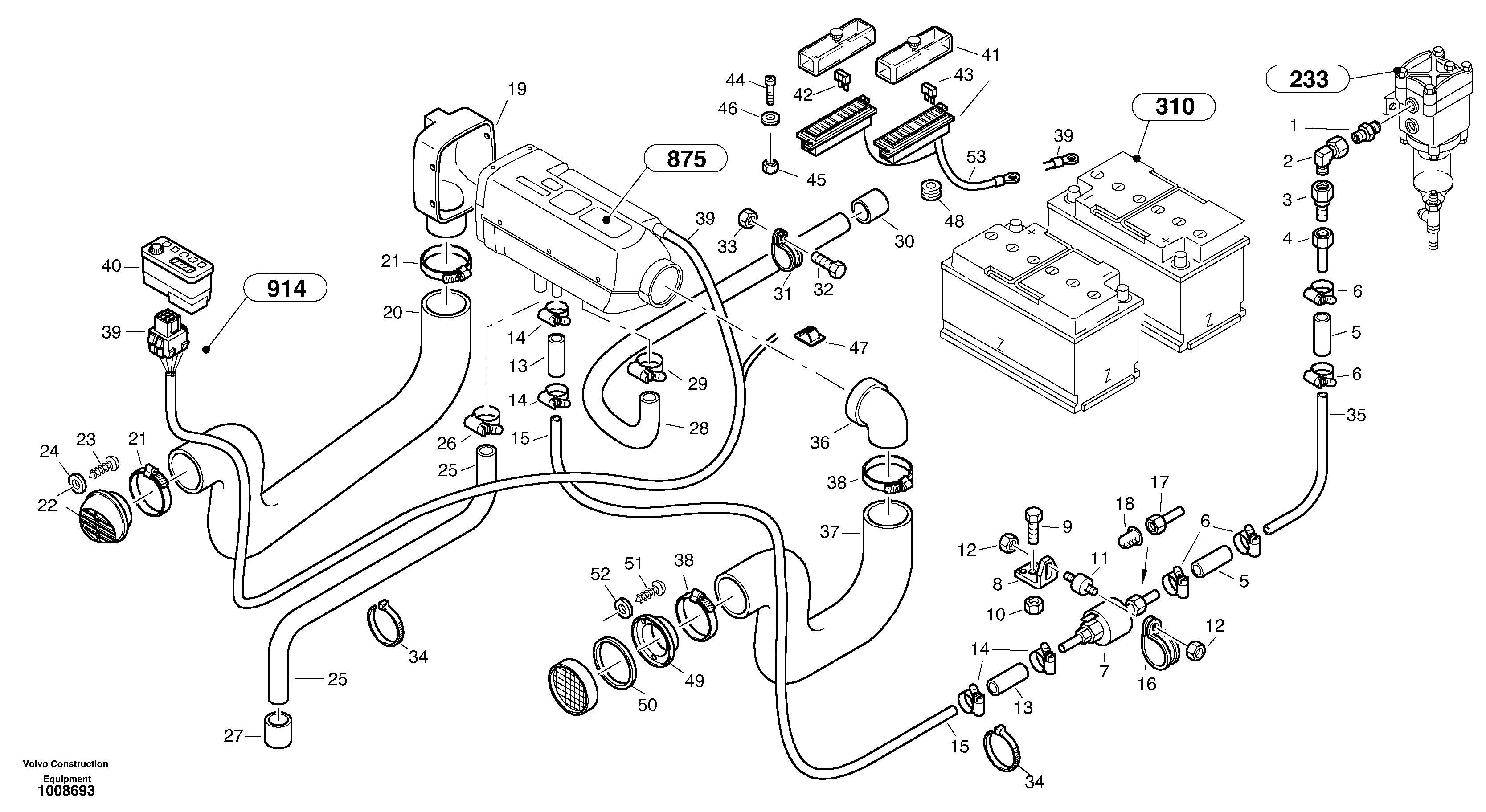 Heater - Assembly, D1 — volvo parts diagram