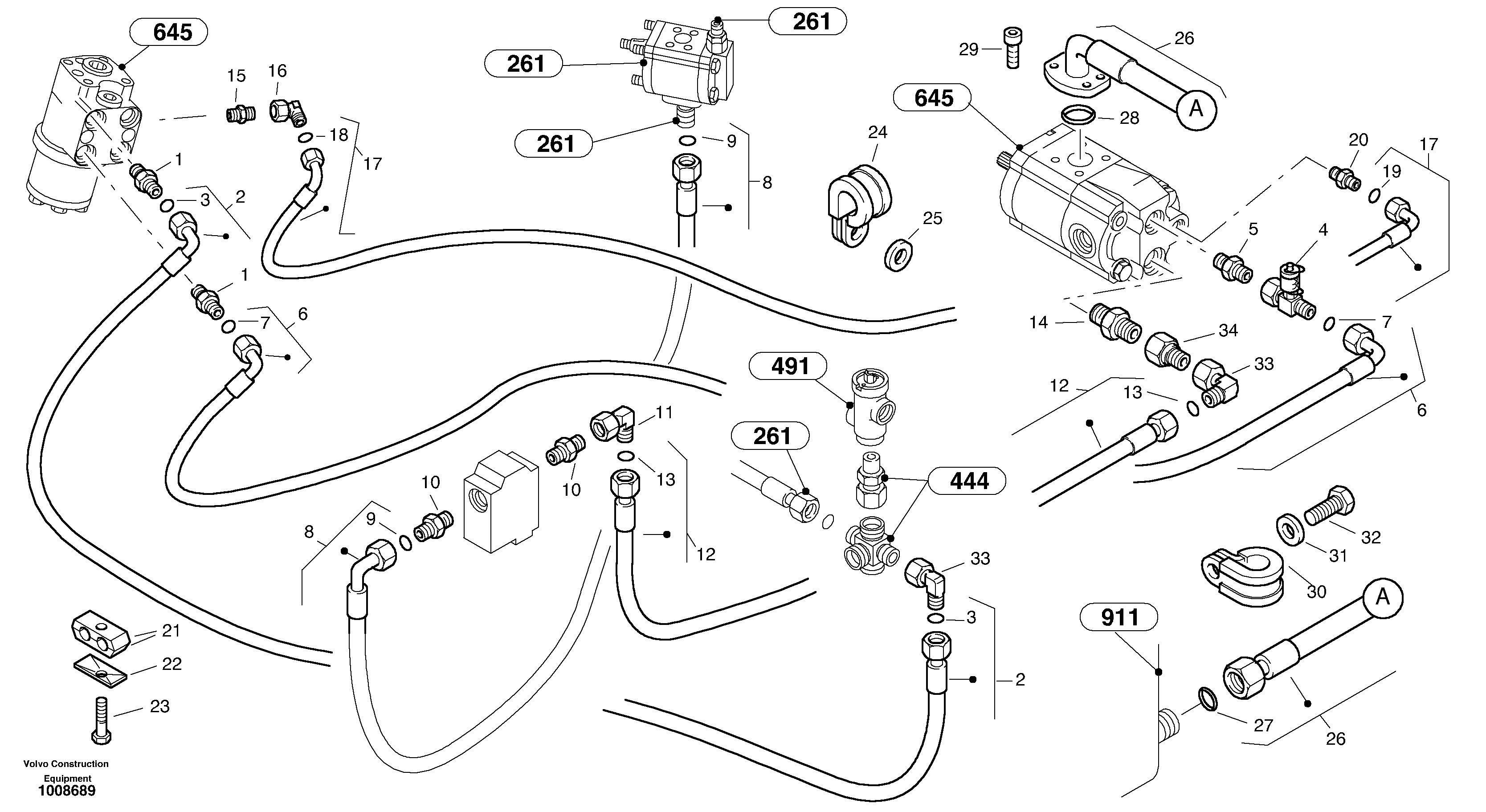 Steering-hydraulic equipment - rear vehicle — volvo parts diagram