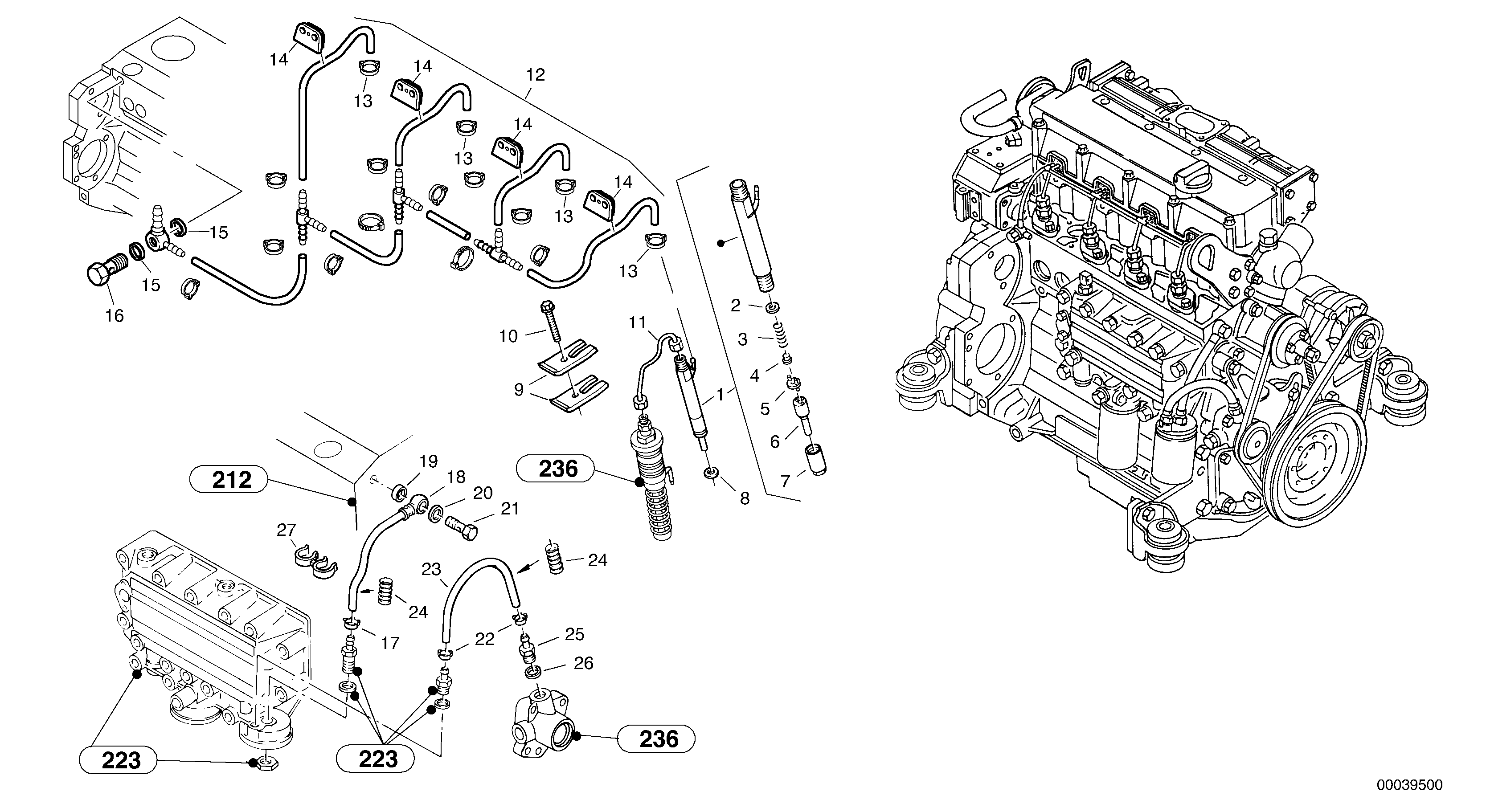 Injection pipes, Injection valve — volvo parts diagram