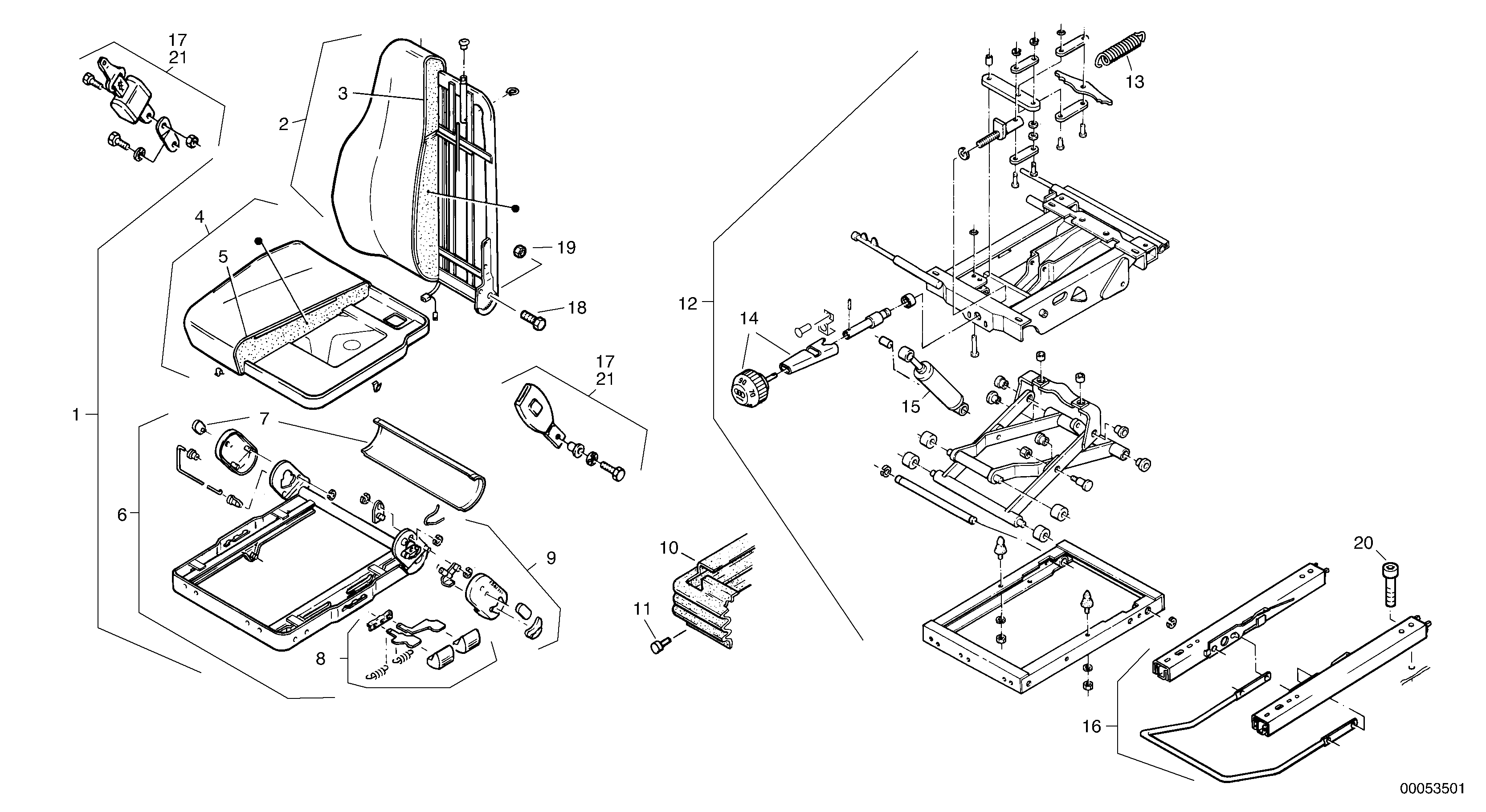 Driver's seat — volvo parts diagram