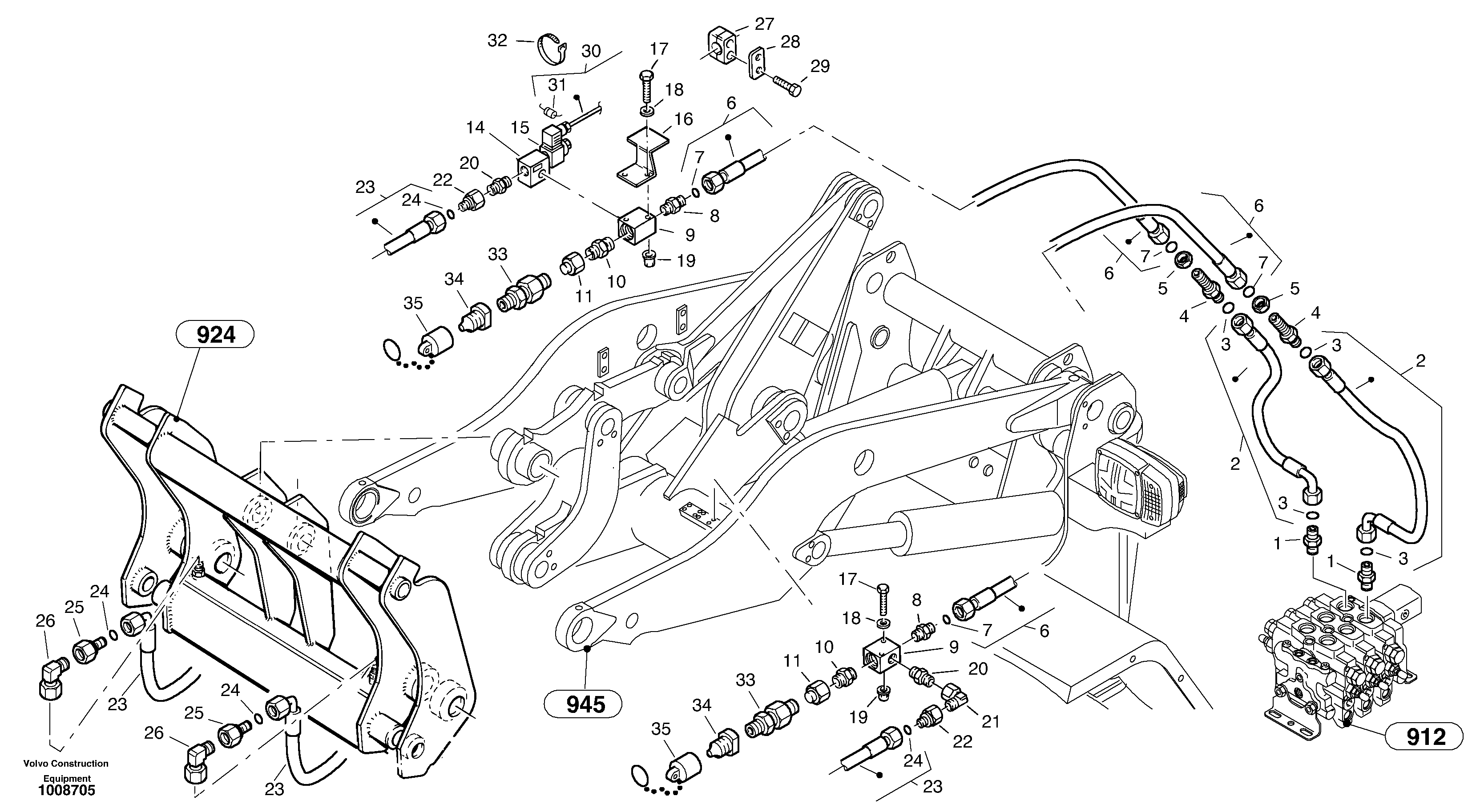 Lines to attachment mounting plate - TPV — volvo parts diagram