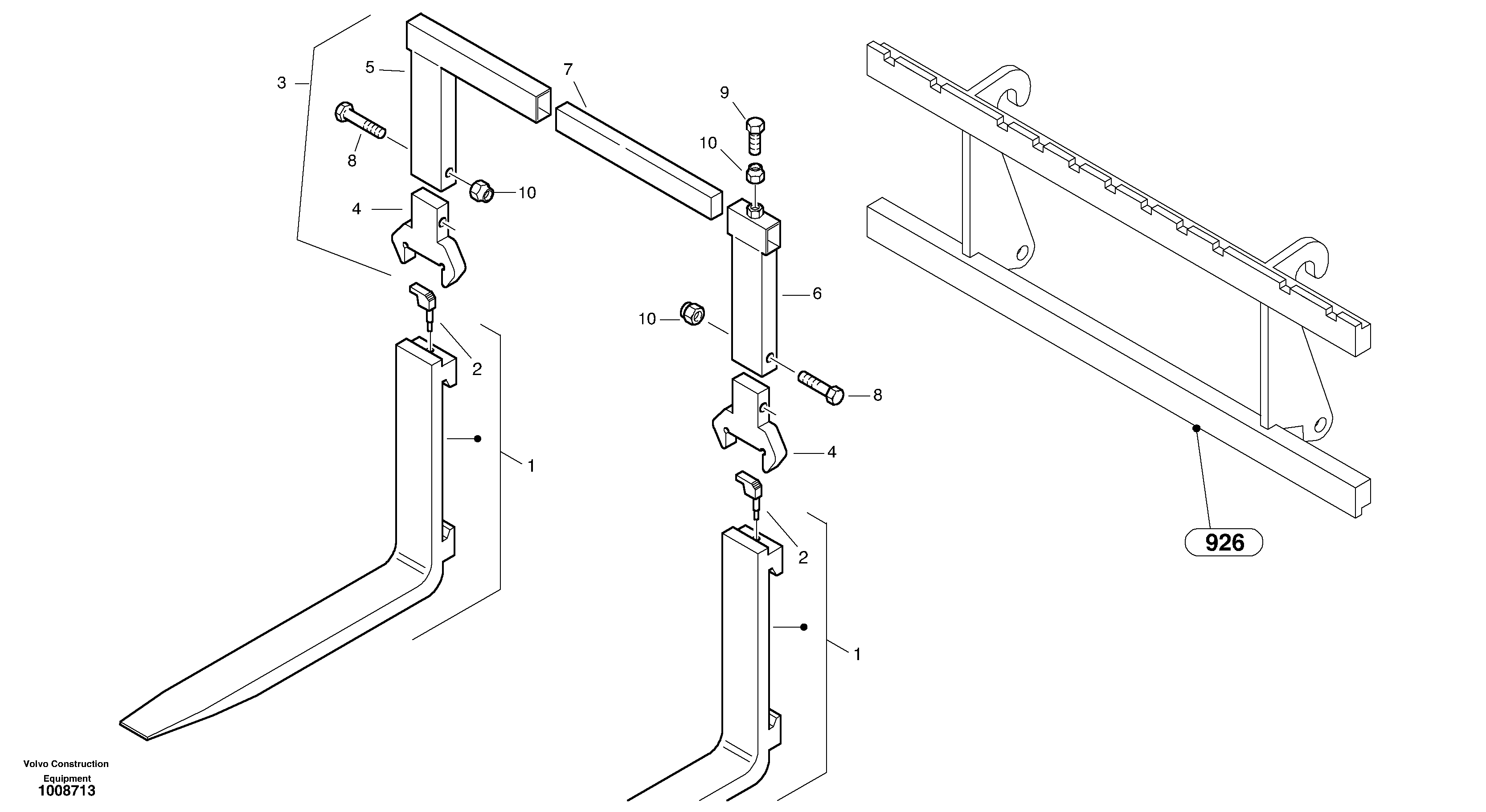 Fork tines — volvo parts diagram