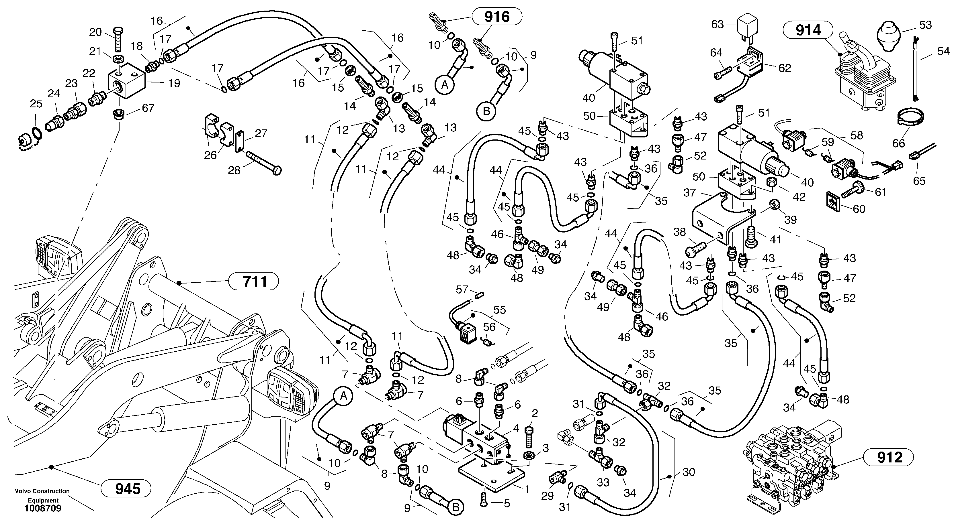 Hydraulic function - Nr. 3 + 4 — volvo parts diagram