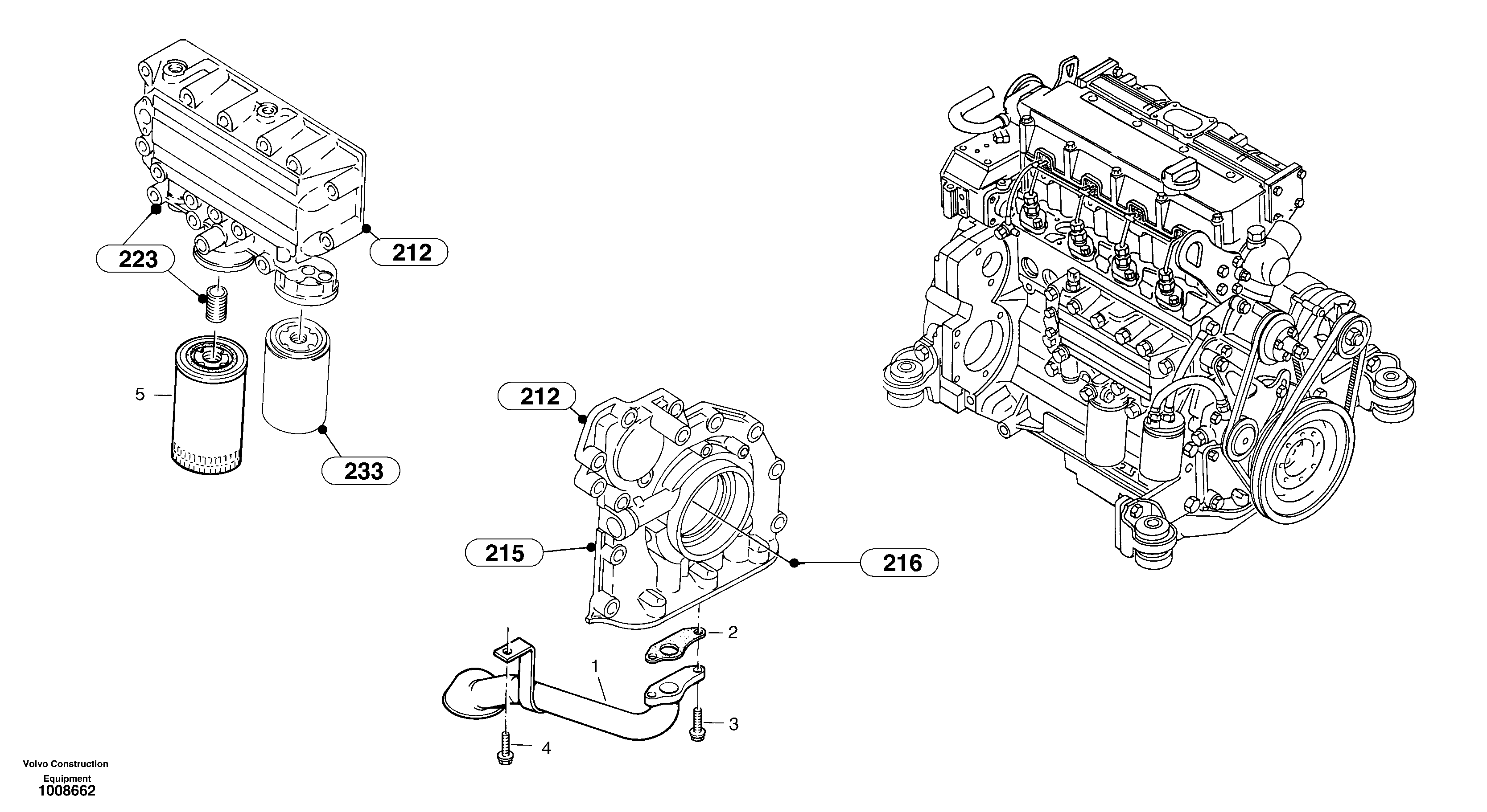 Oil pump, oil filter — volvo parts diagram