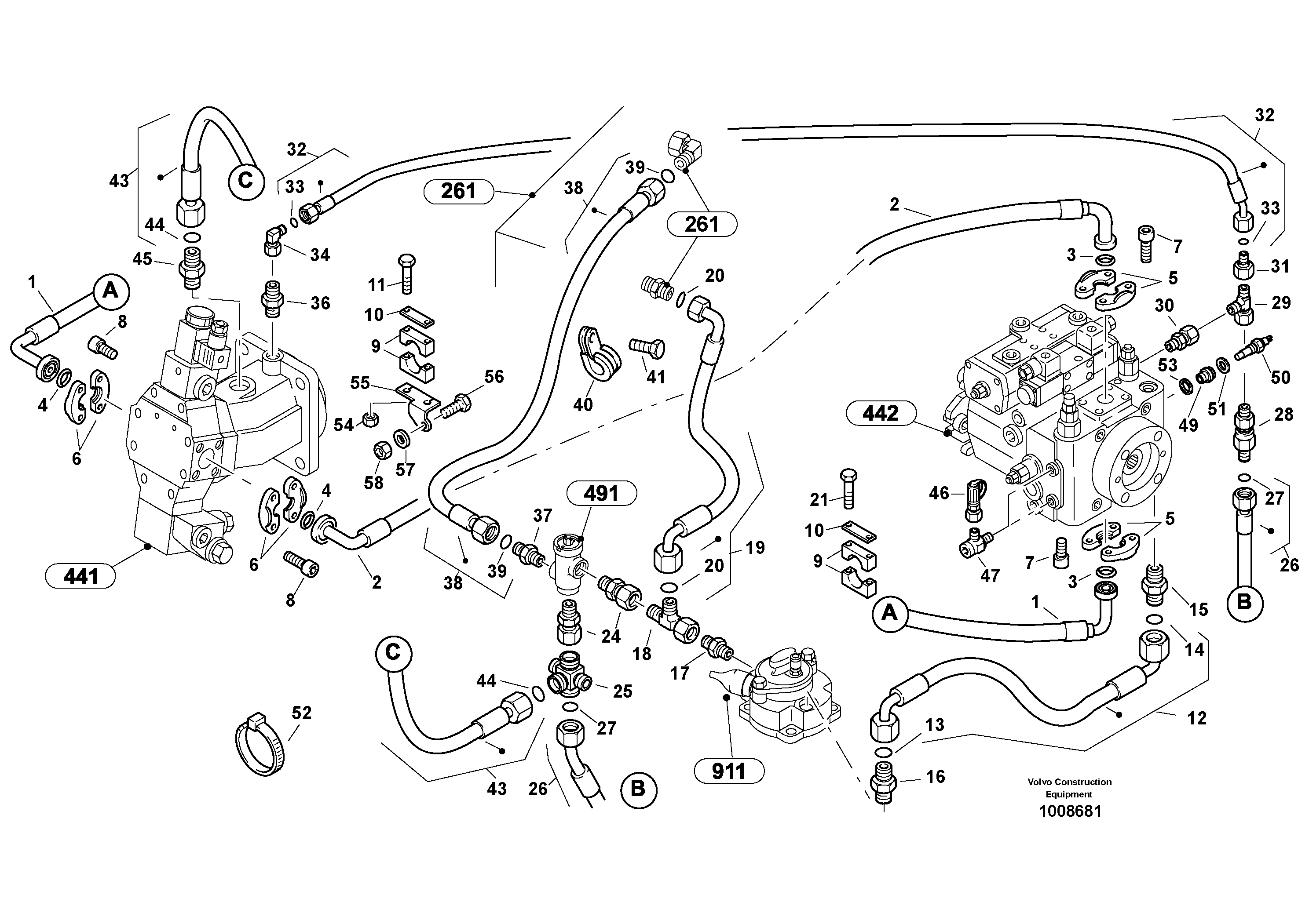 Lines - hydrostatic drive — volvo parts diagram
