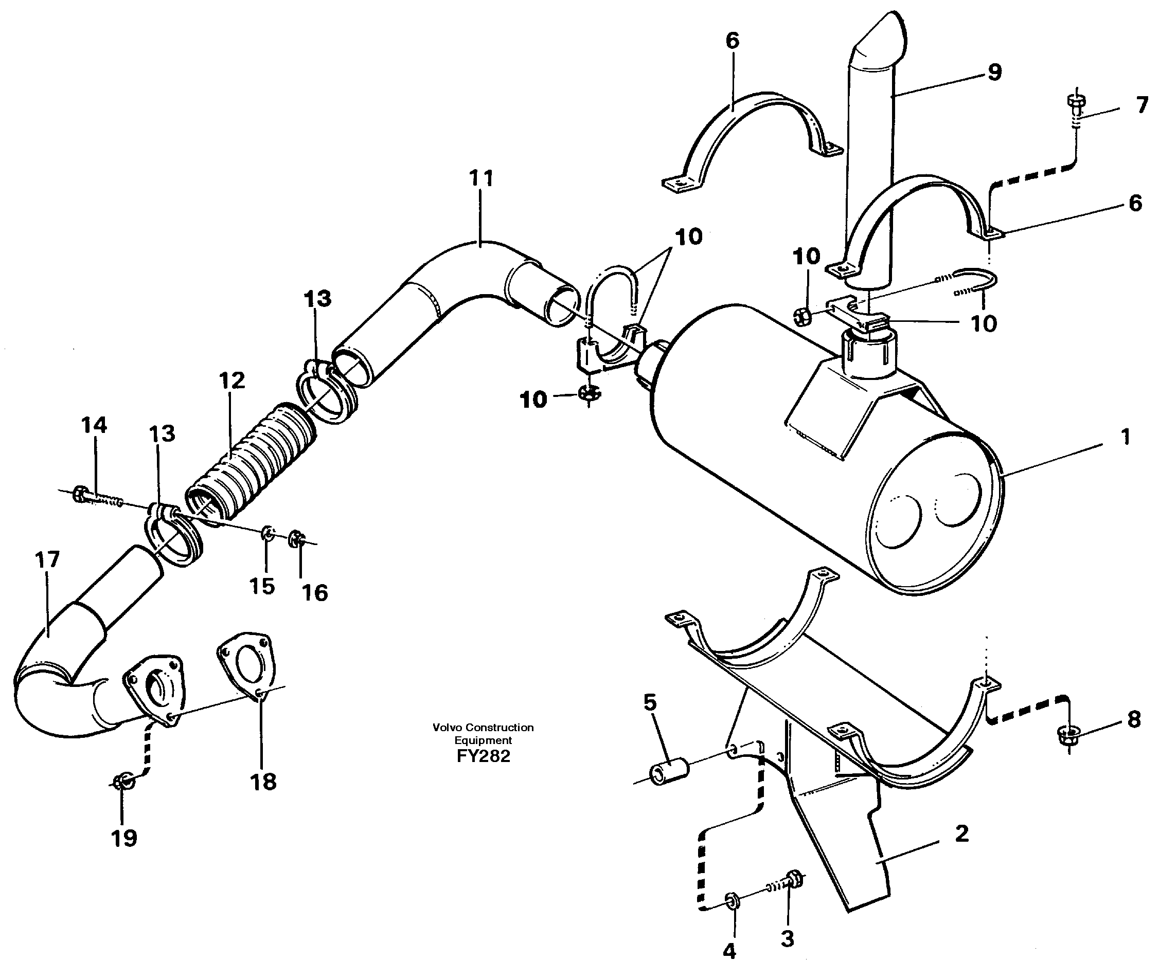 Exhaust system — volvo parts diagram