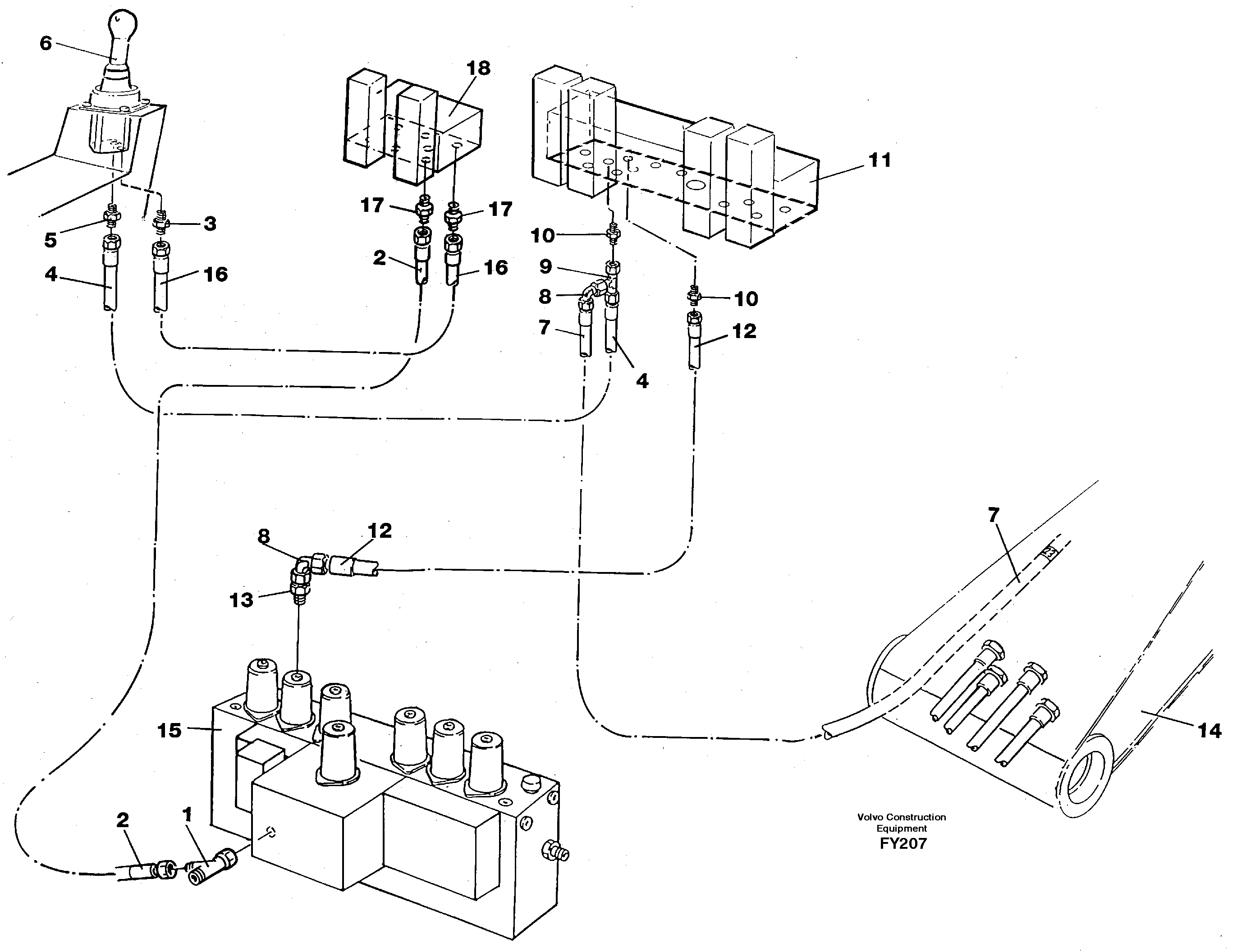 Servo hydraulics, boom — volvo parts diagram