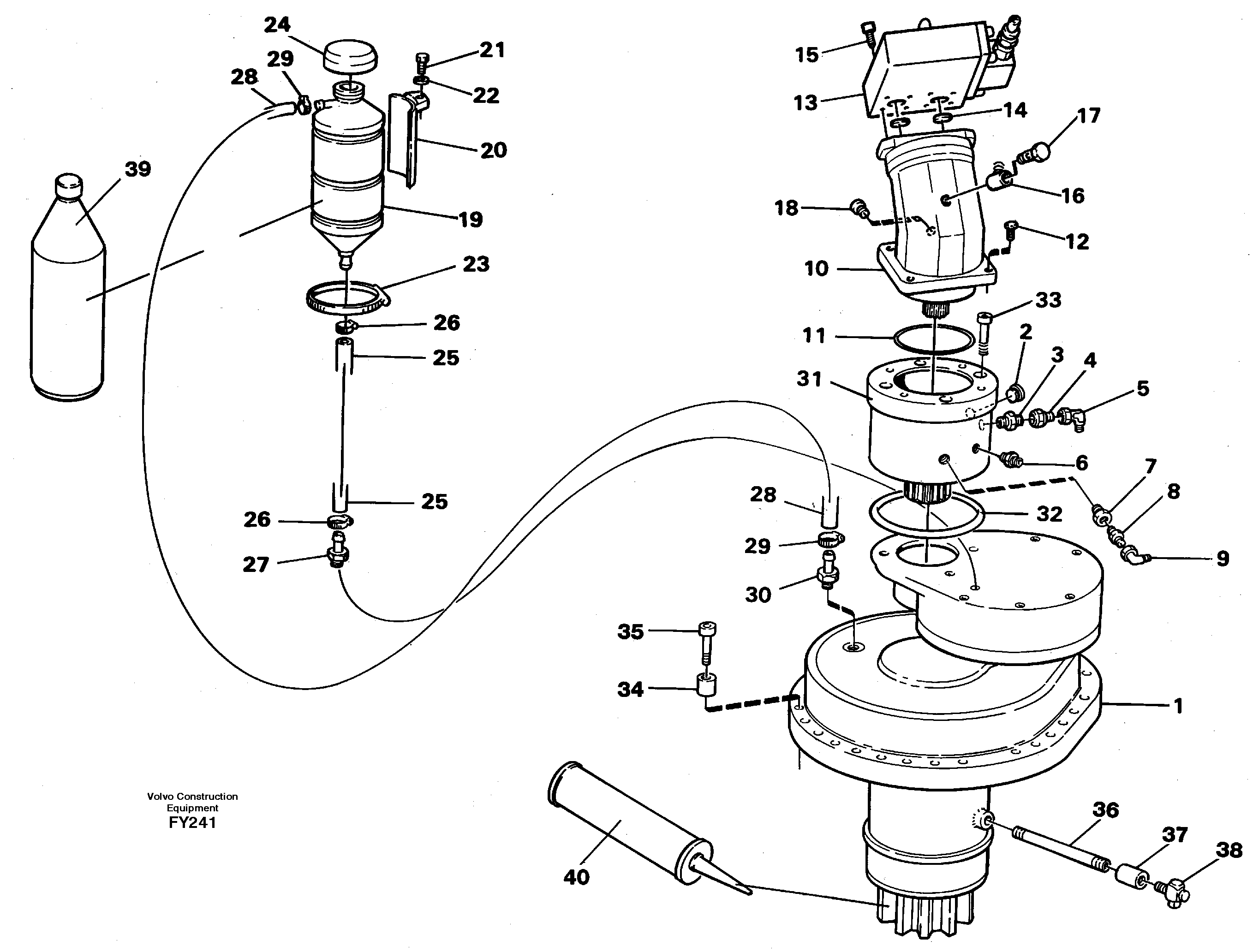Slewing gear box with fitting parts — volvo parts diagram