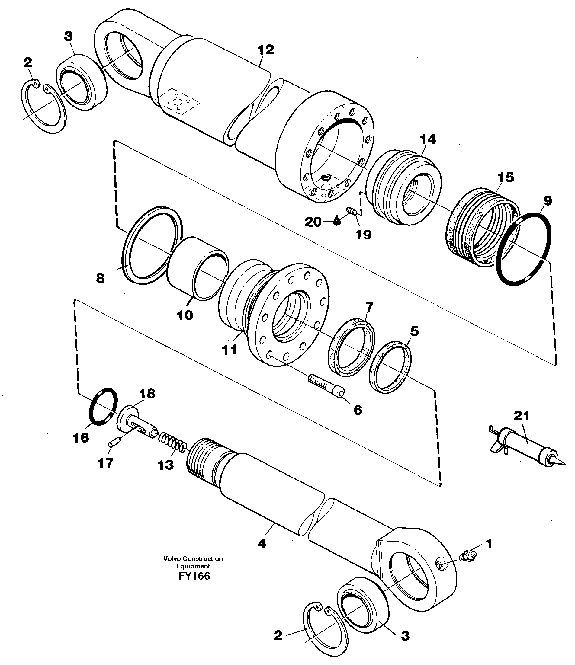 Hydraulic cylinder, stabilisor  14259921 — volvo parts diagram