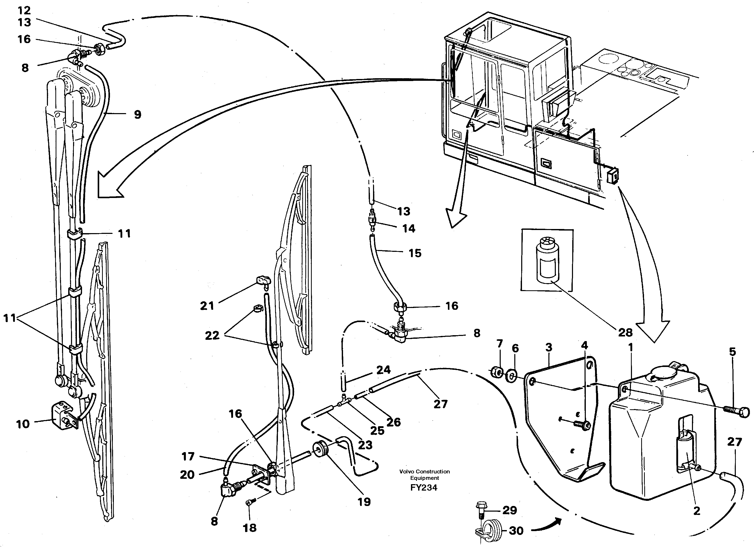 Windshield washer — volvo parts diagram