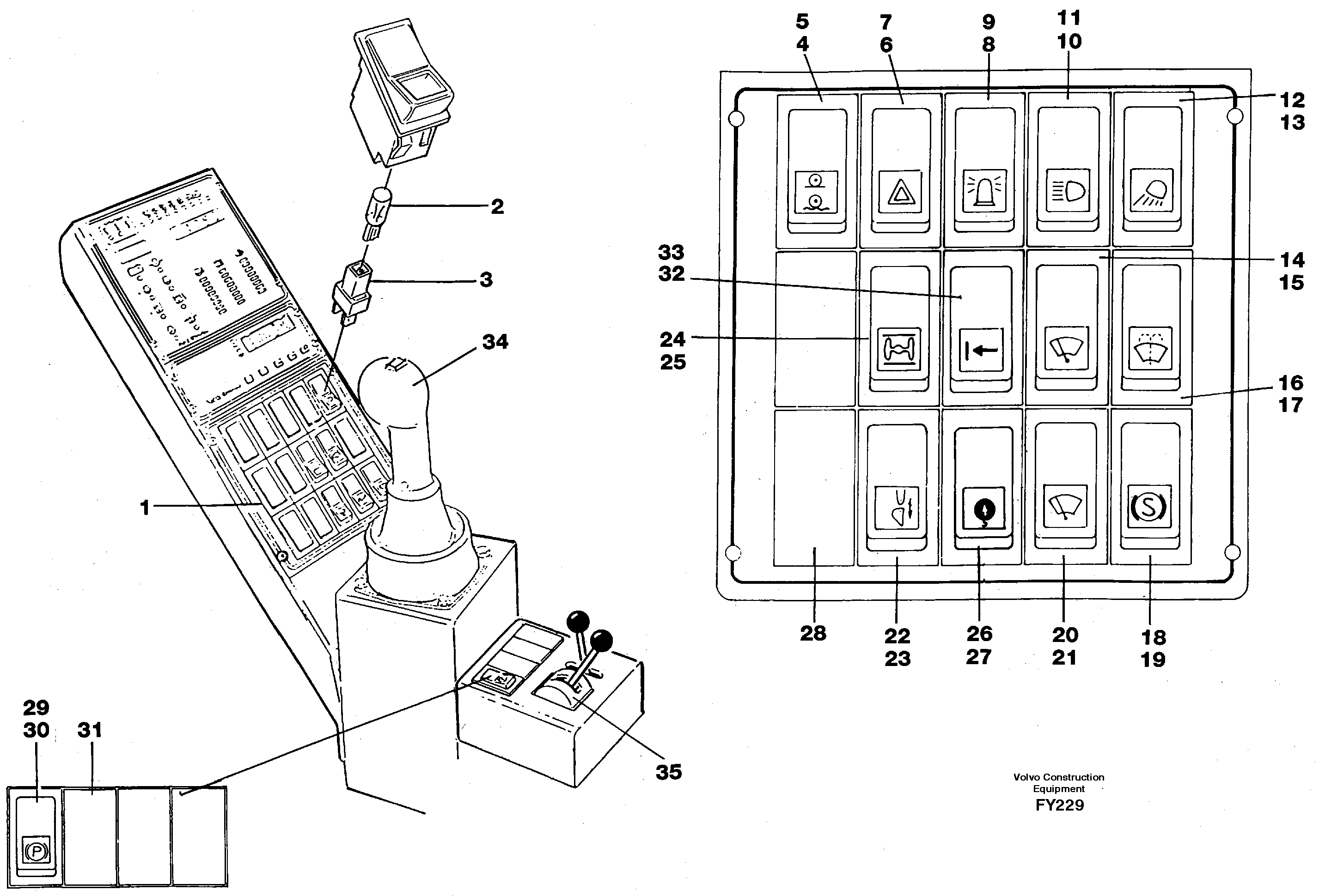 Rocker switch panel — volvo parts diagram