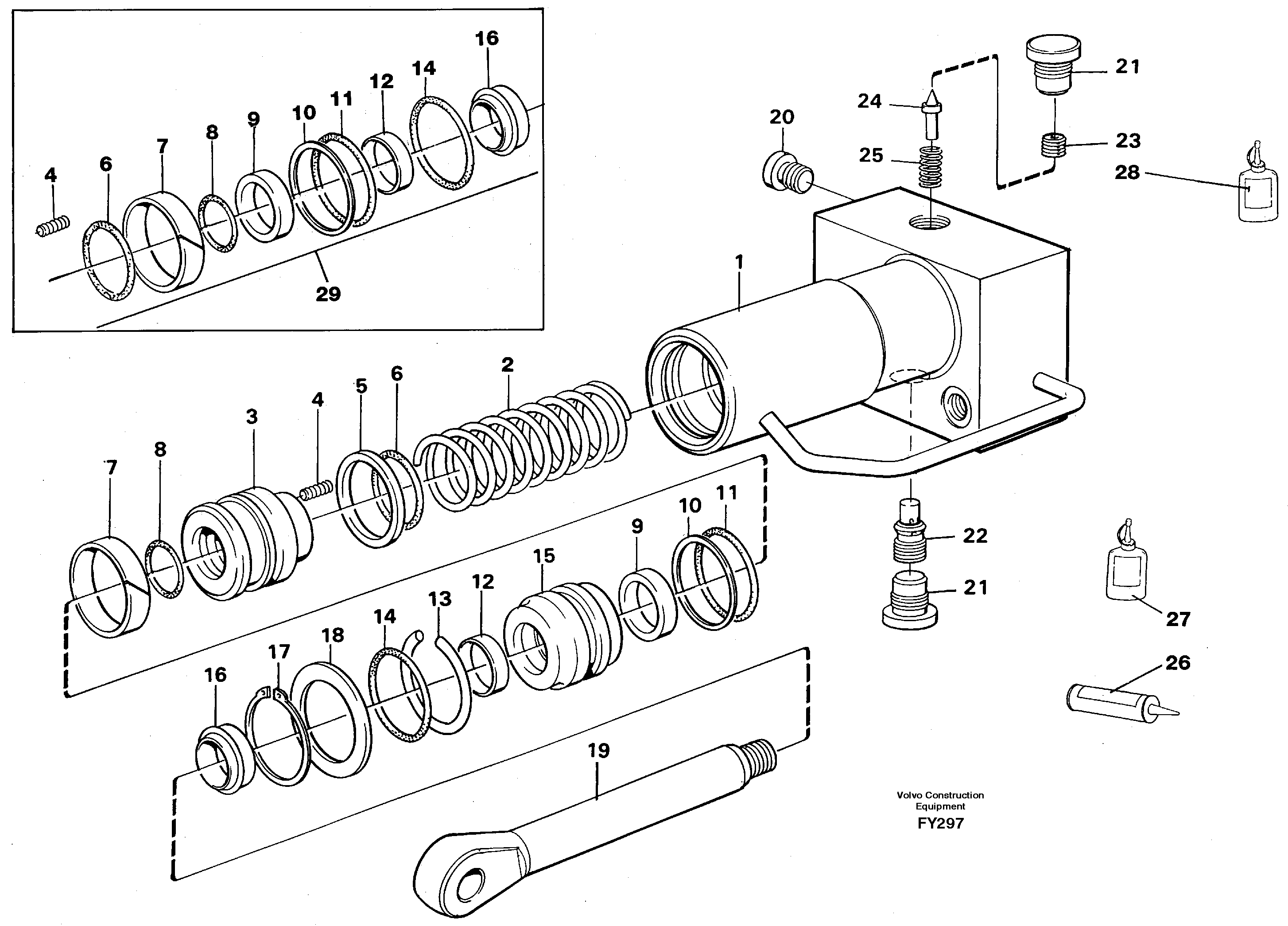 Hydraulic cylinder, quick attachment  14264492 — volvo parts diagram