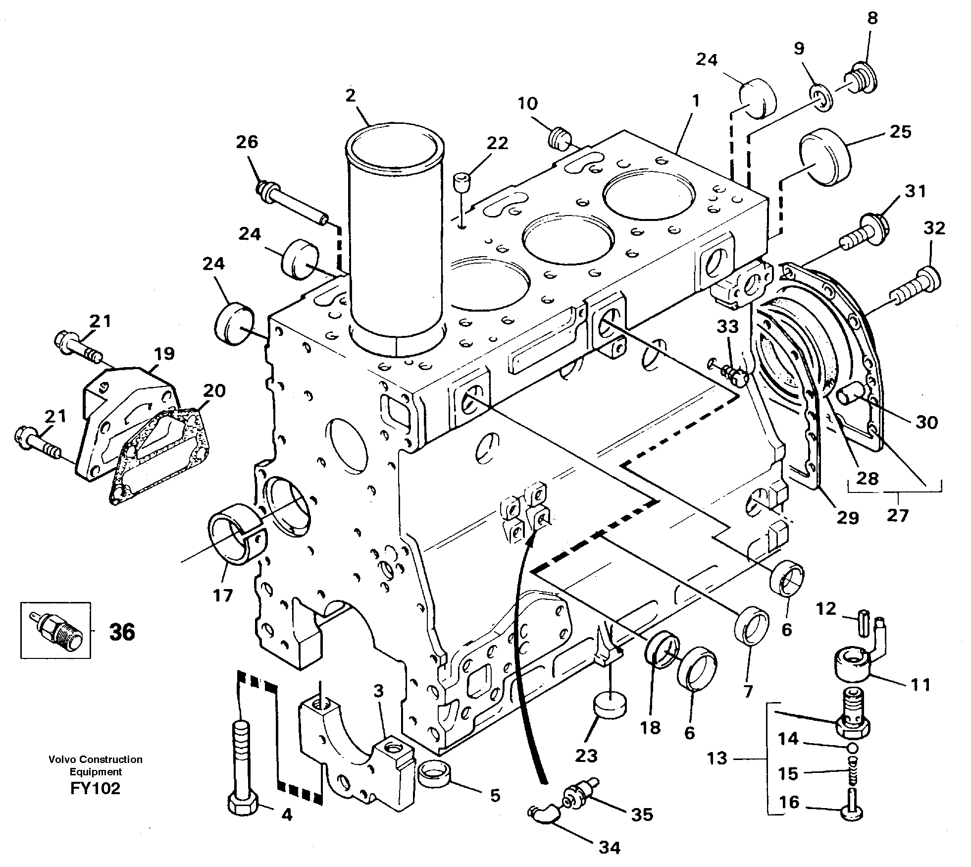 Cylinder block — volvo parts diagram